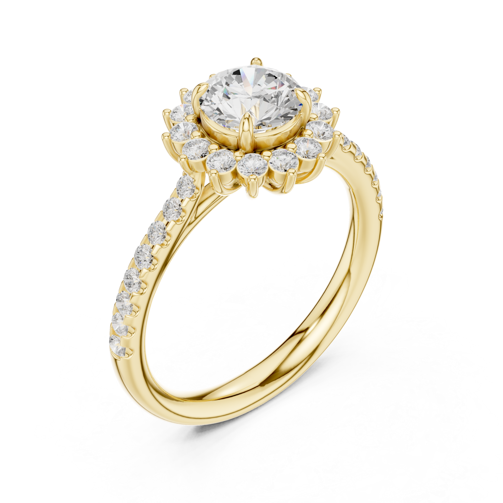 Gold Celeste Halo Regal Ring Right View