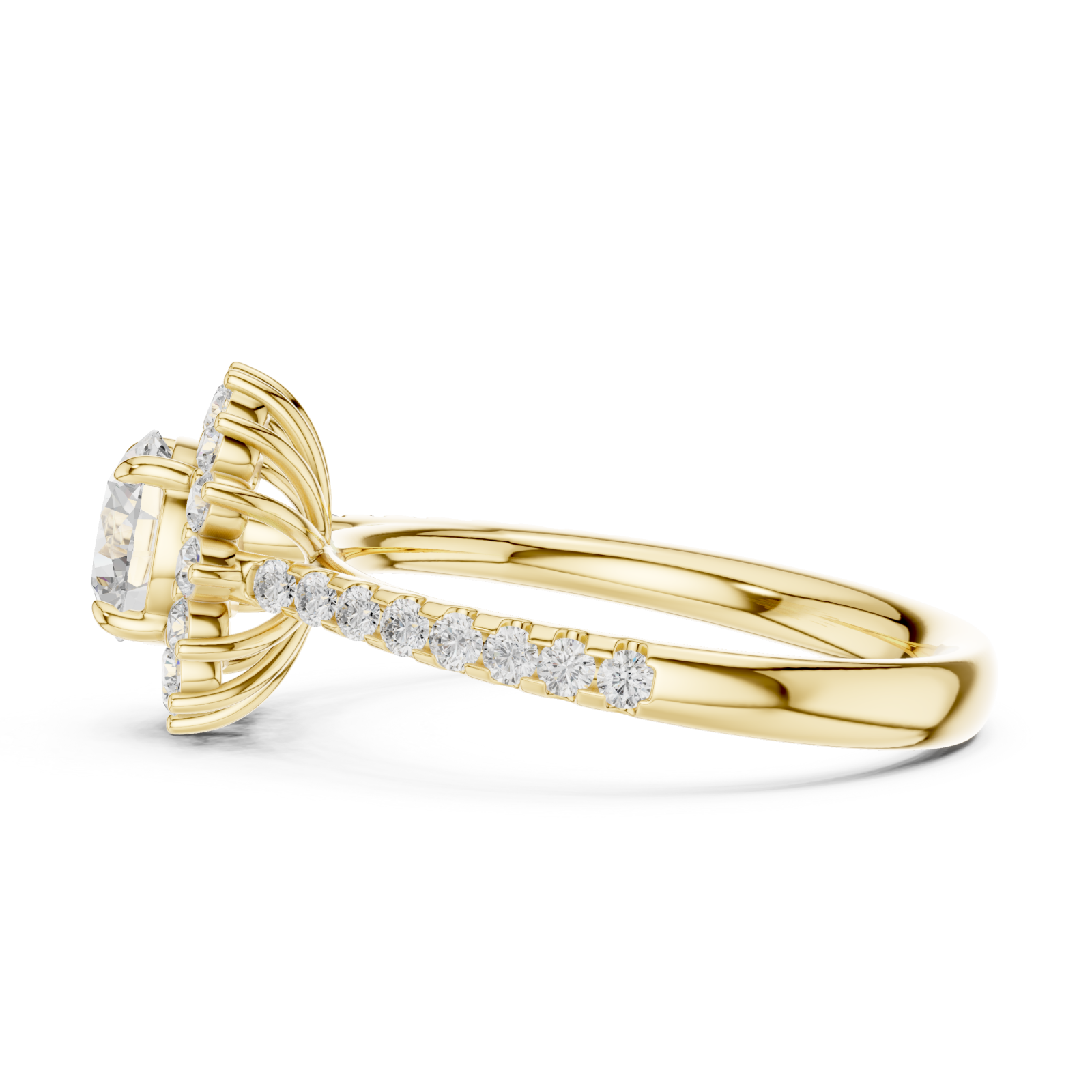  Gold Celeste Halo Regal Ring Side View