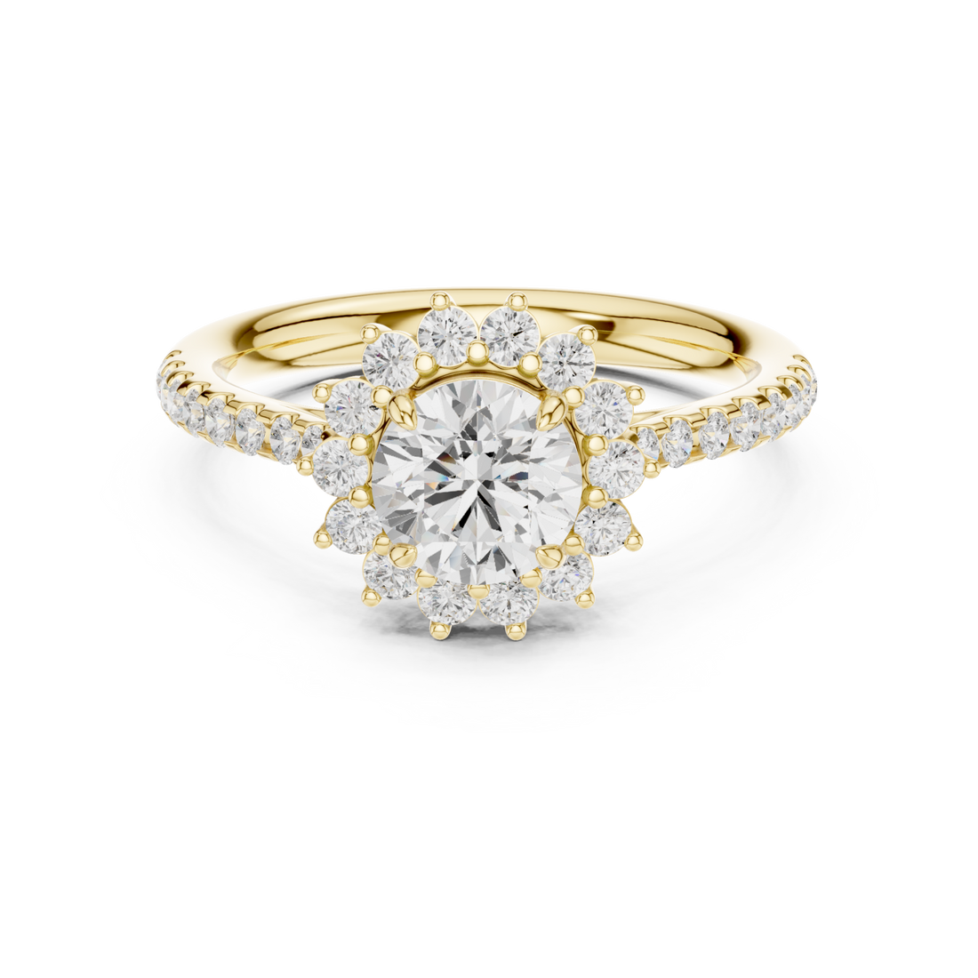 Gold Celeste Halo Regal Ring Right View