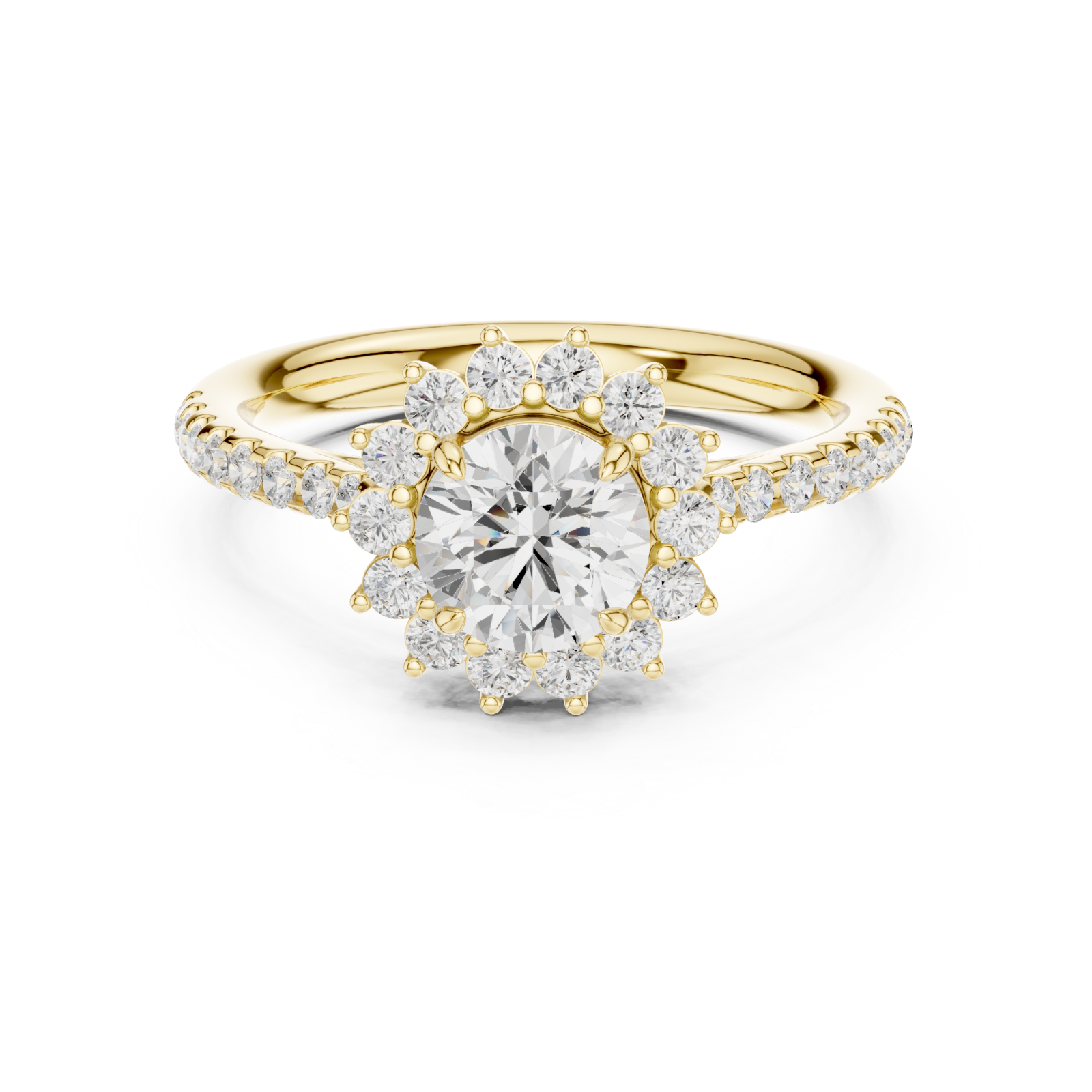  Gold Celeste Halo Regal Ring Front View