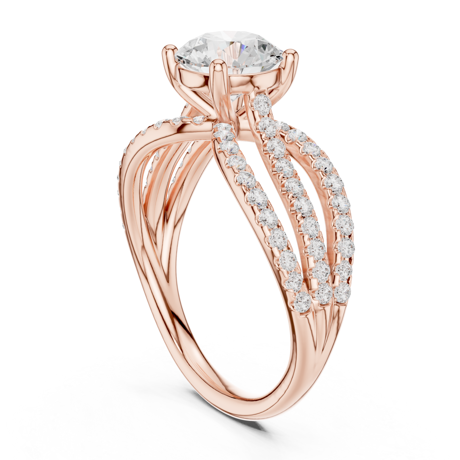  Rose Gold Celestial Embrace Illuminated Band Ring Left View