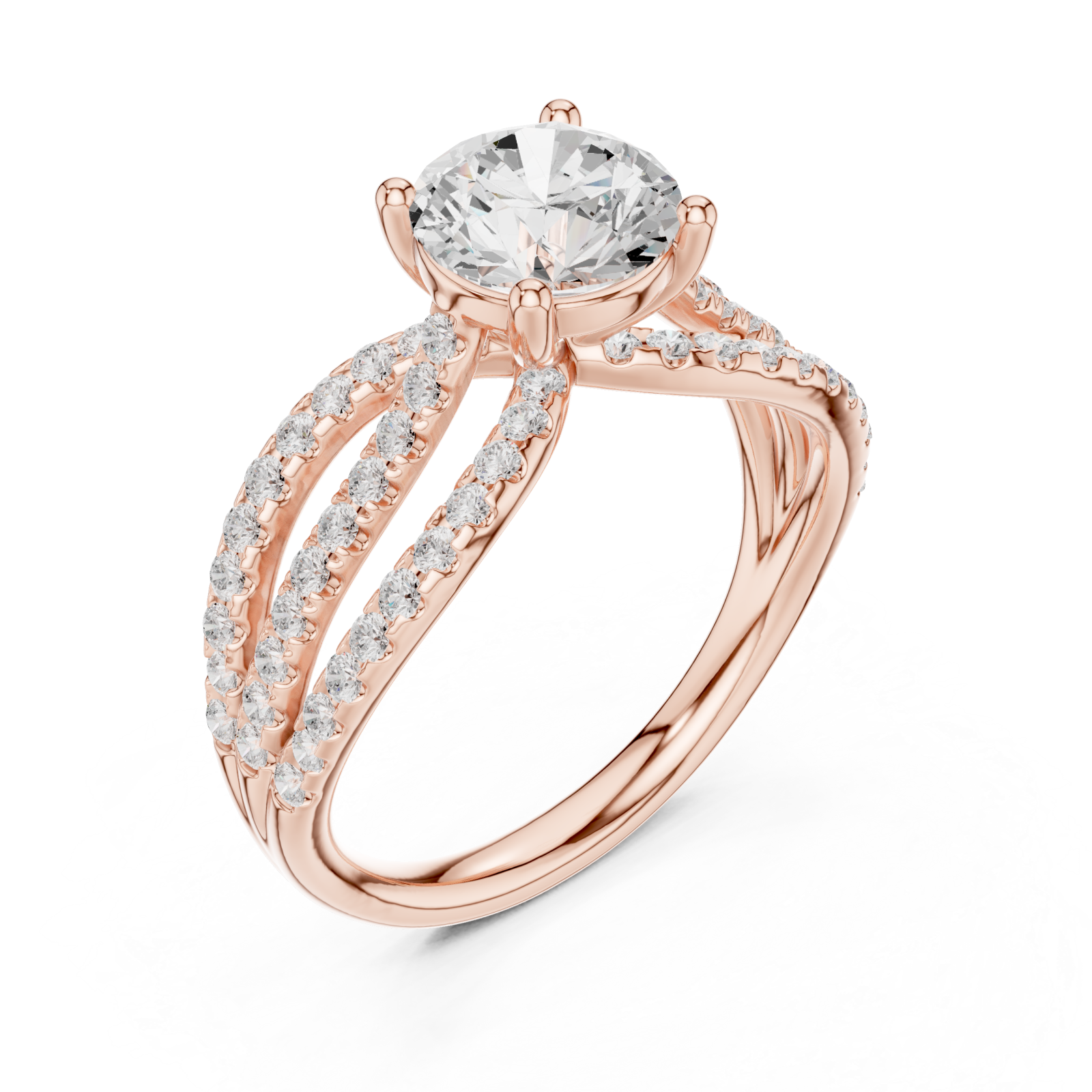 Rose Gold Celestial Embrace Illuminated Band Ring Right View