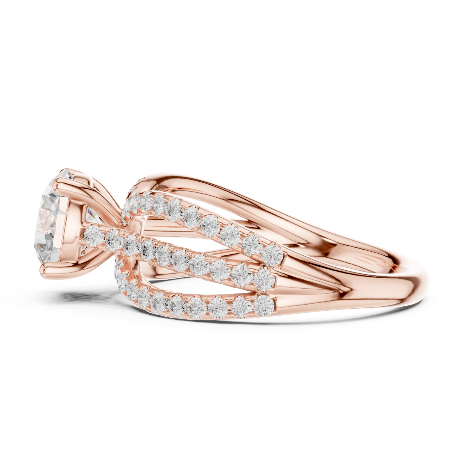  Rose Gold Celestial Embrace Illuminated Band Ring Side View