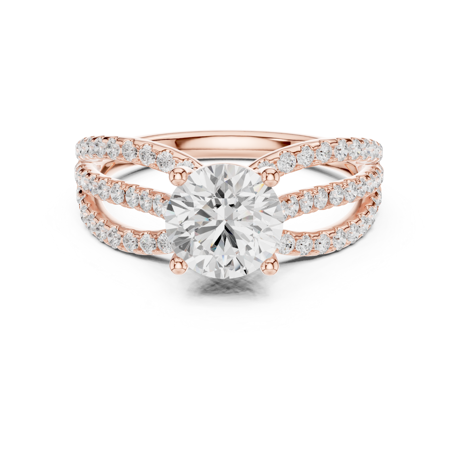  Rose Gold Celestial Embrace Illuminated Band Ring Front View