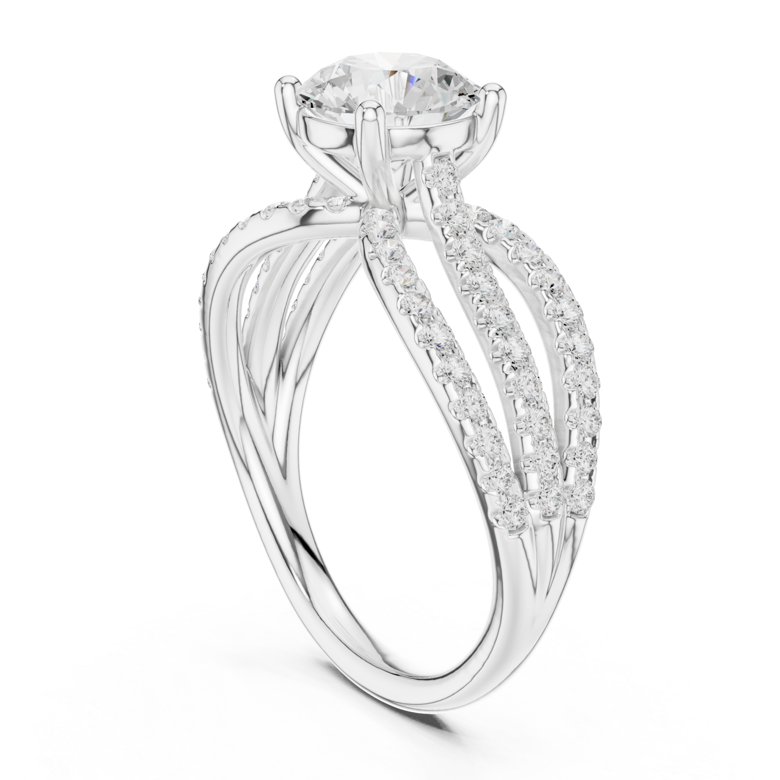  White Gold Celestial Embrace Illuminated Band Ring Left View