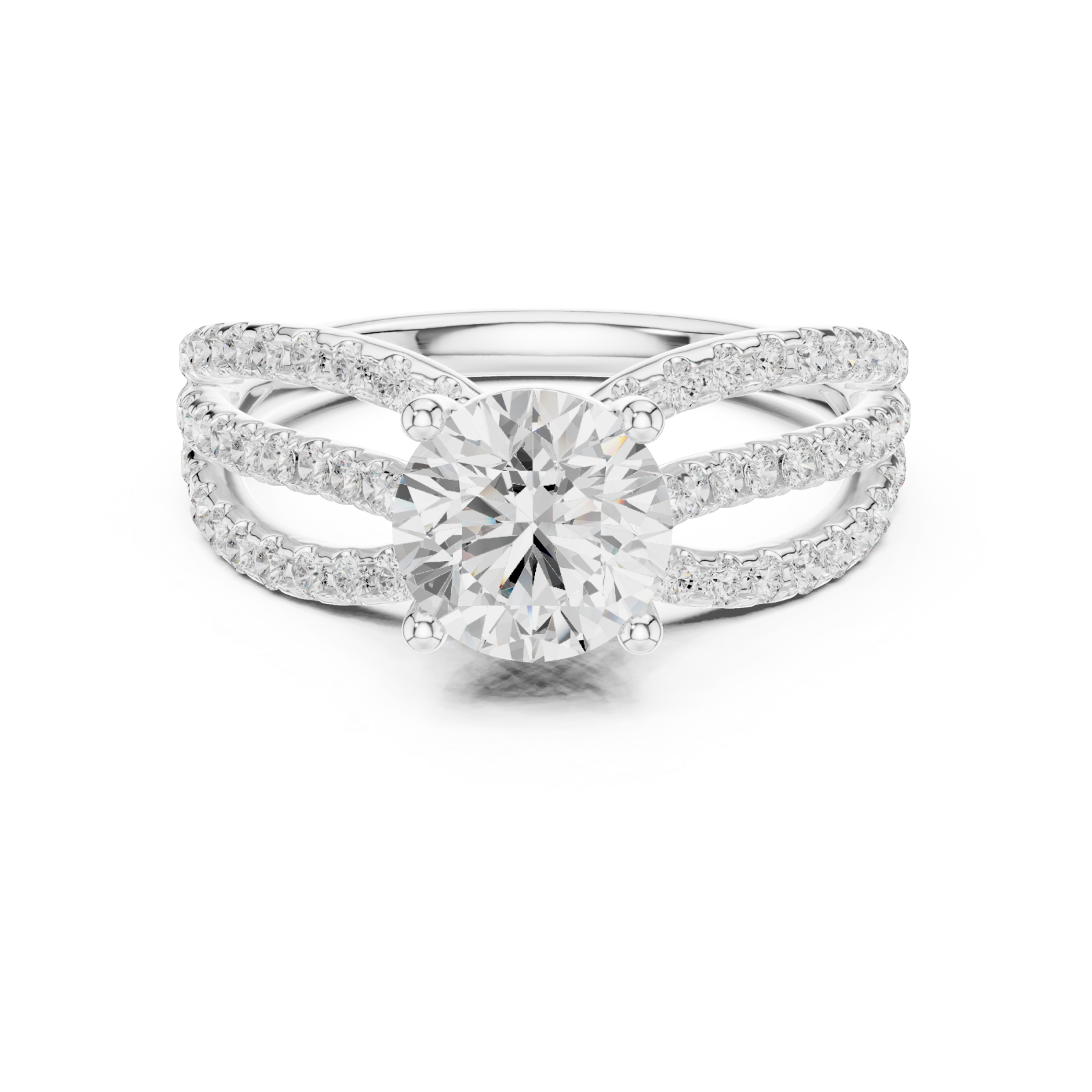  White Gold Celestial Embrace Illuminated Band Ring Front View