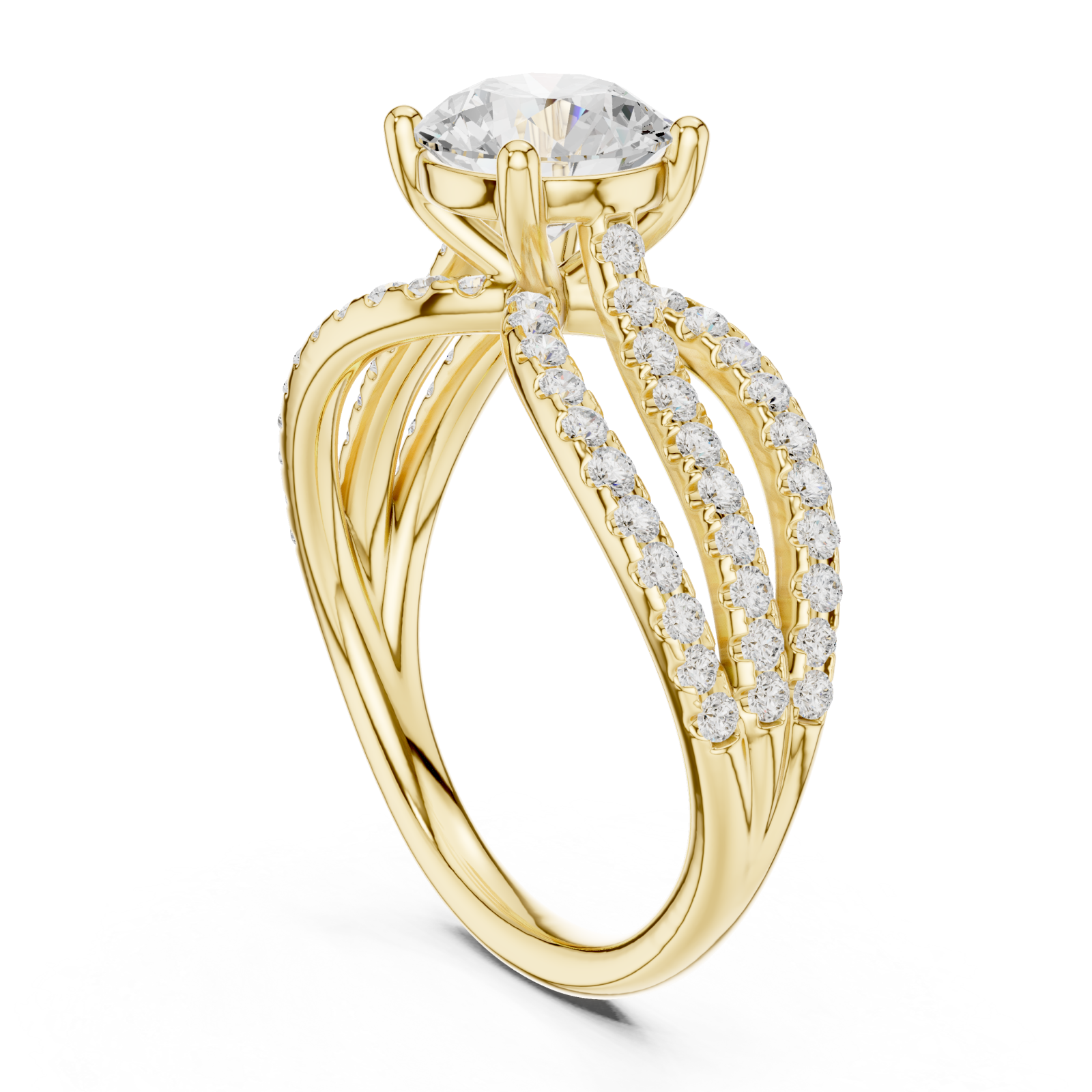  Gold Celestial Embrace Illuminated Band Ring Left View