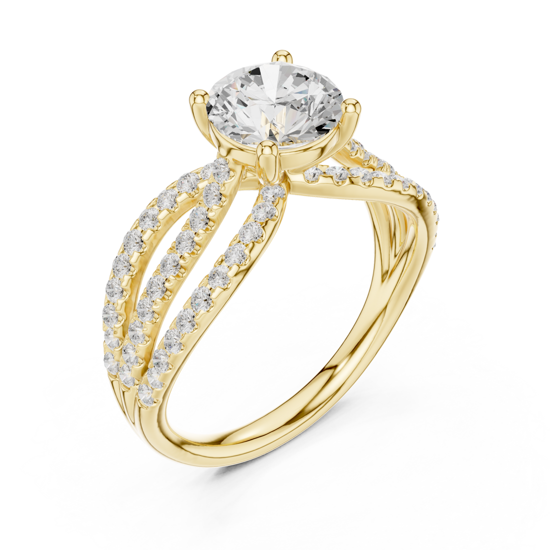 Gold Celestial Embrace Illuminated Band Ring Right View