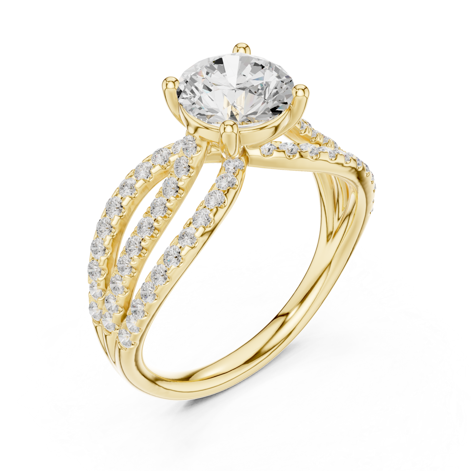 Gold Celestial Embrace Illuminated Band Ring Right View