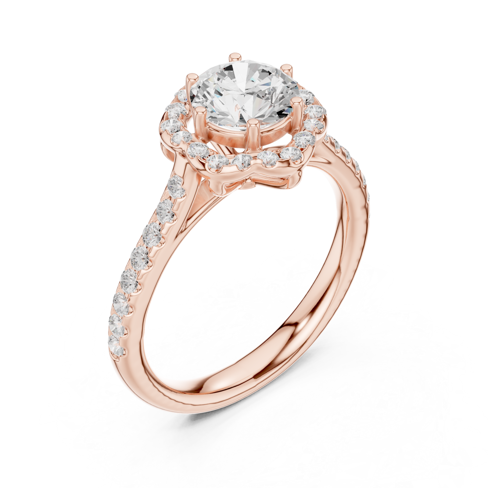  Rose Gold Radiant Halo Sparkle Ring Right View