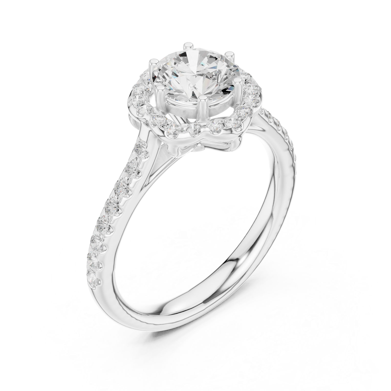  White Gold Radiant Halo Sparkle Ring Right View