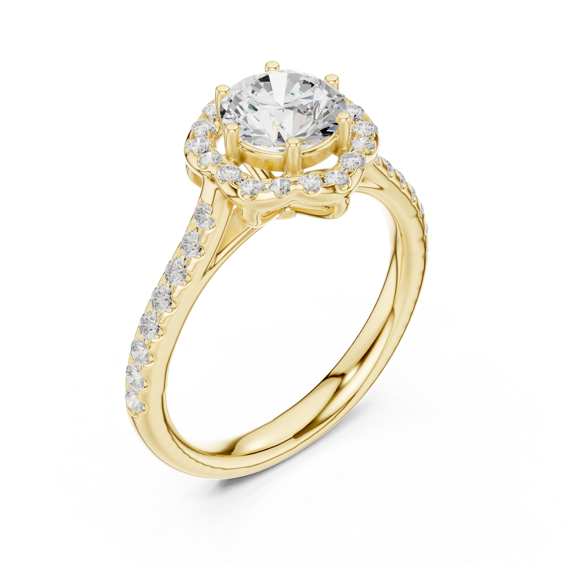 Gold Radiant Halo Sparkle Ring Right View