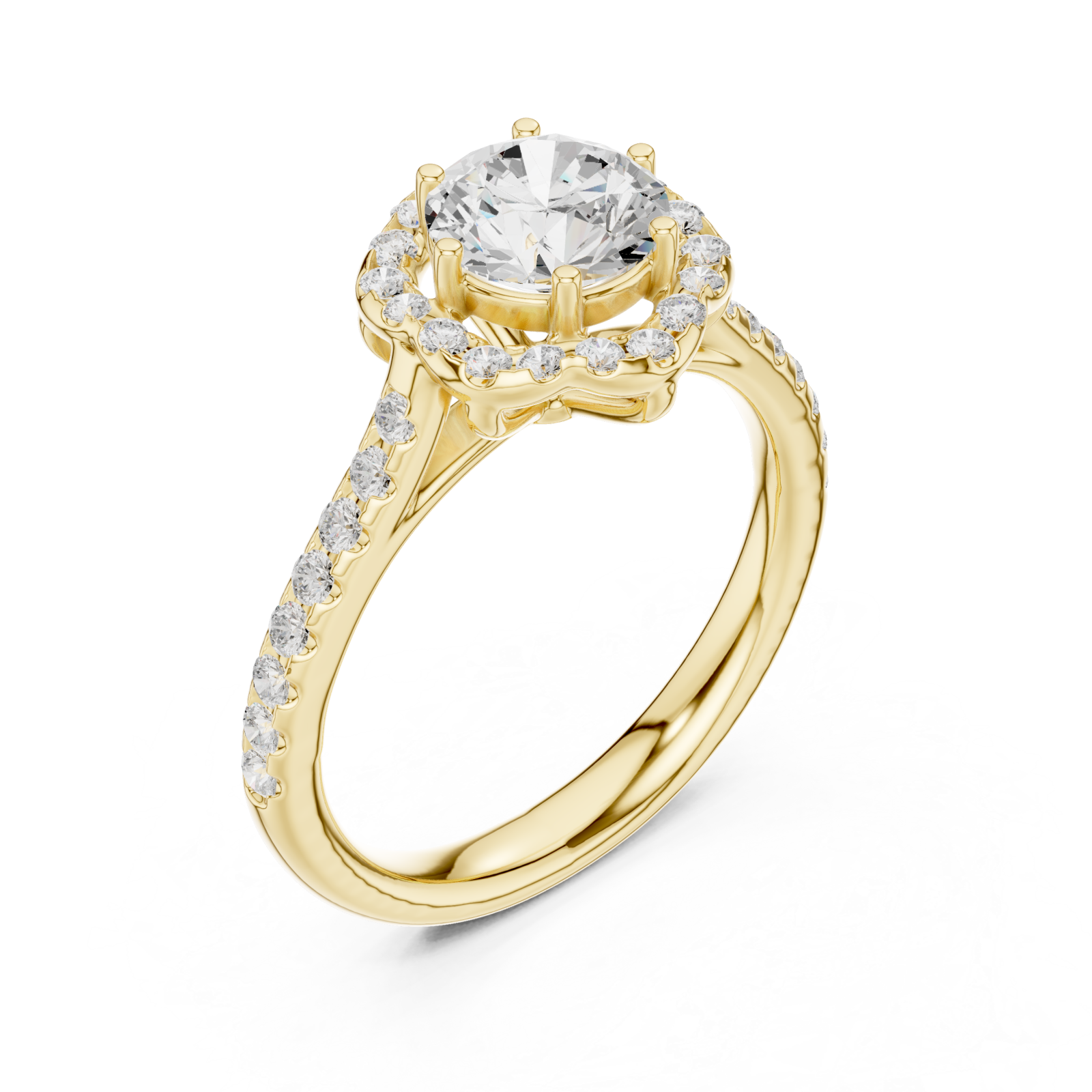 Gold Radiant Halo Sparkle Ring Right View