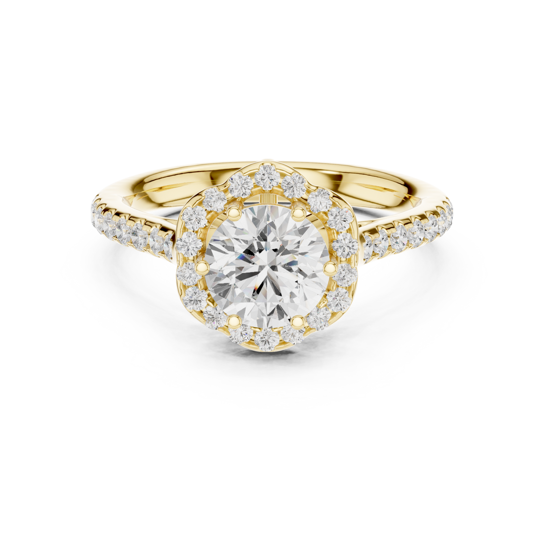 Gold Radiant Halo Sparkle Ring Right View