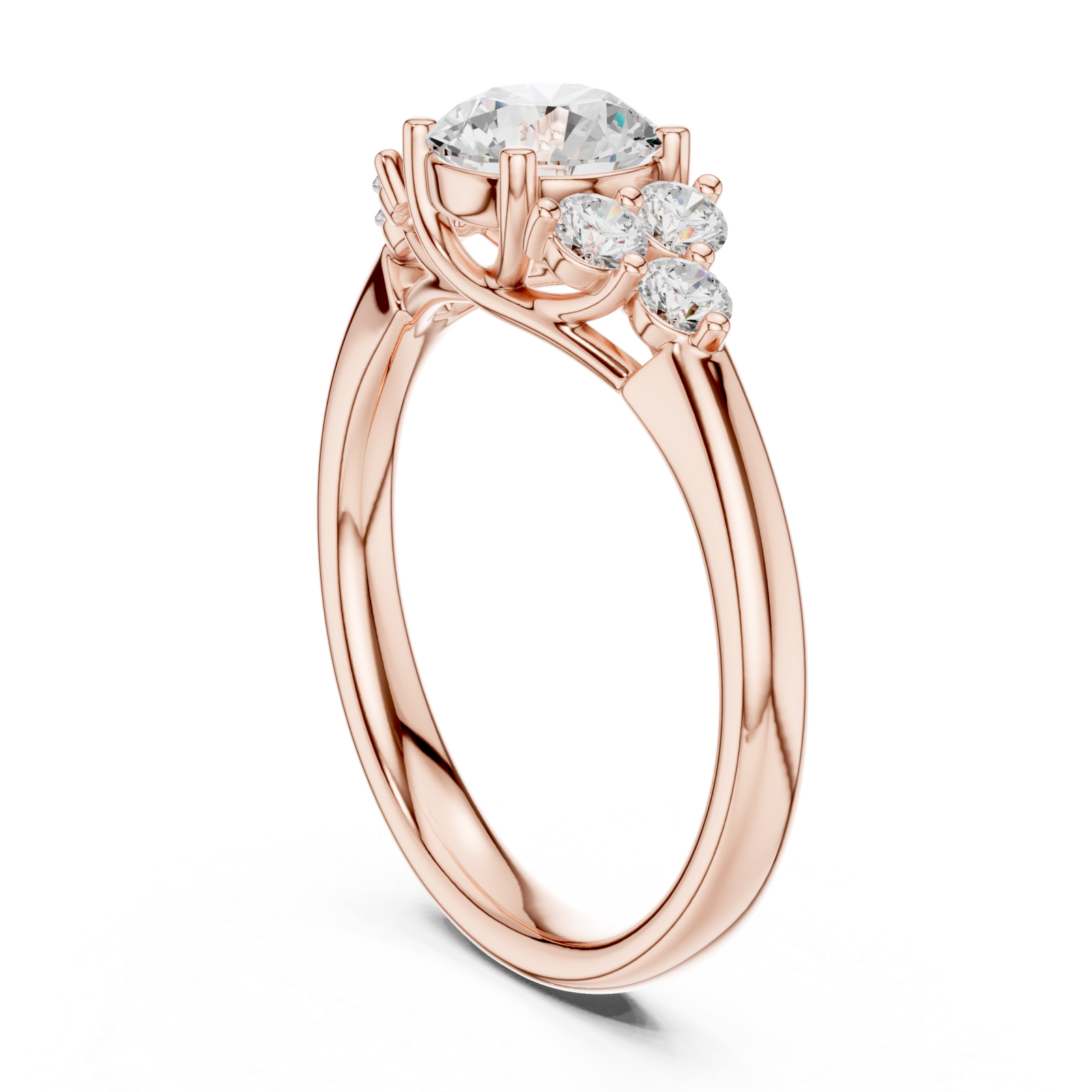  Rose Gold Classic Trio Cluster Ring Left View