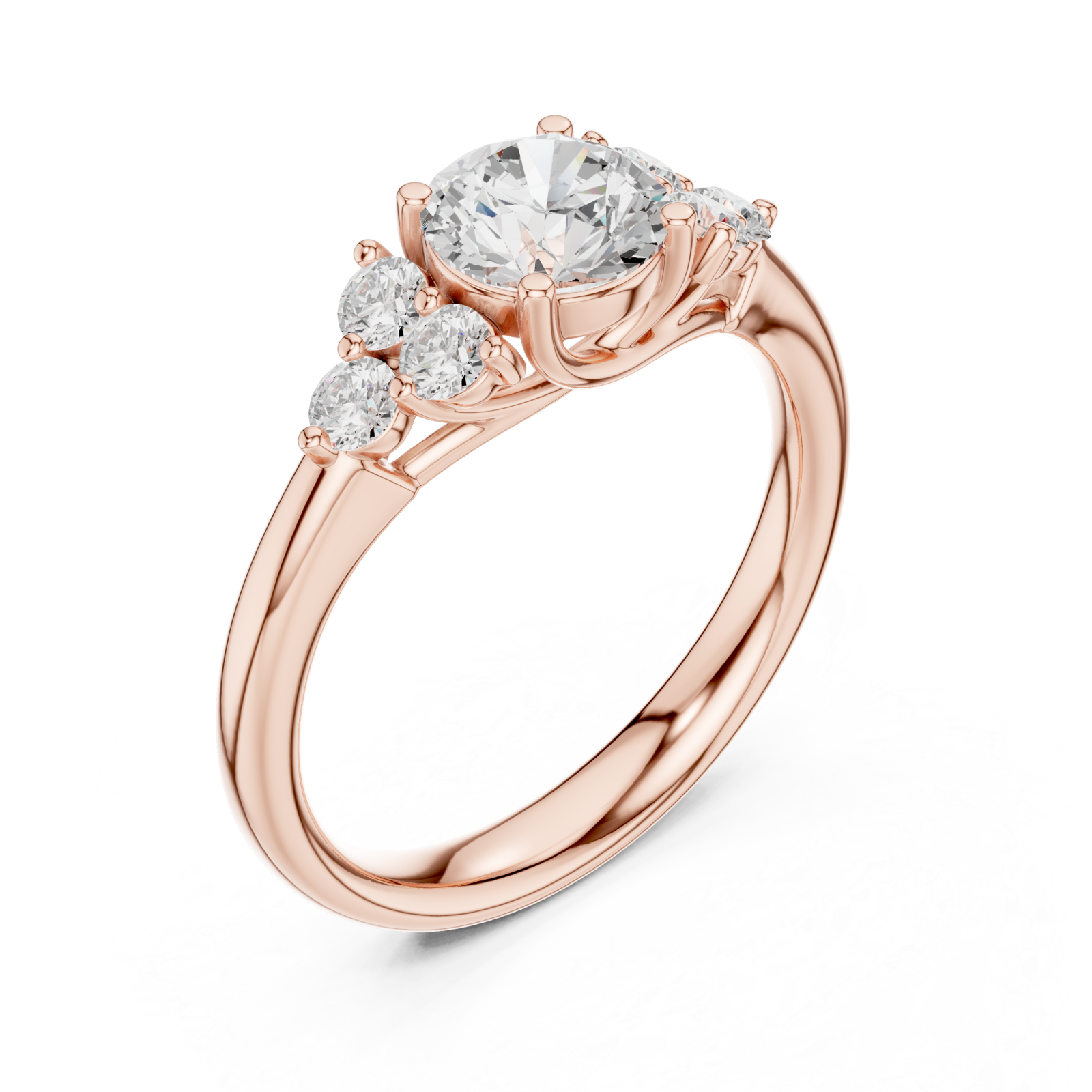  Rose Gold Classic Trio Cluster Ring Right View