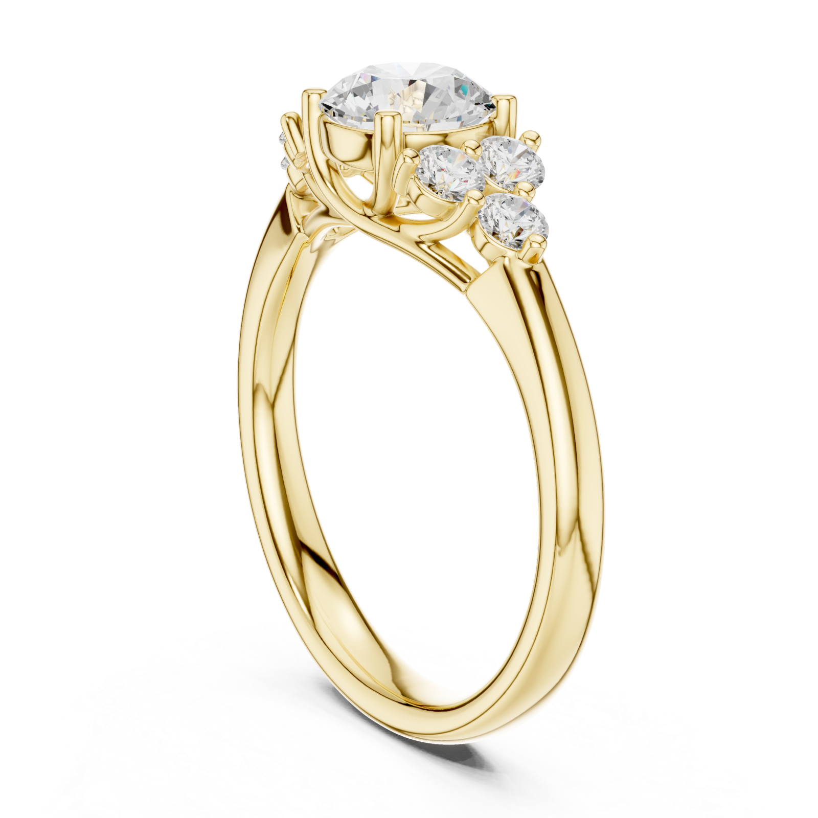  Gold Classic Trio Cluster Ring Left View