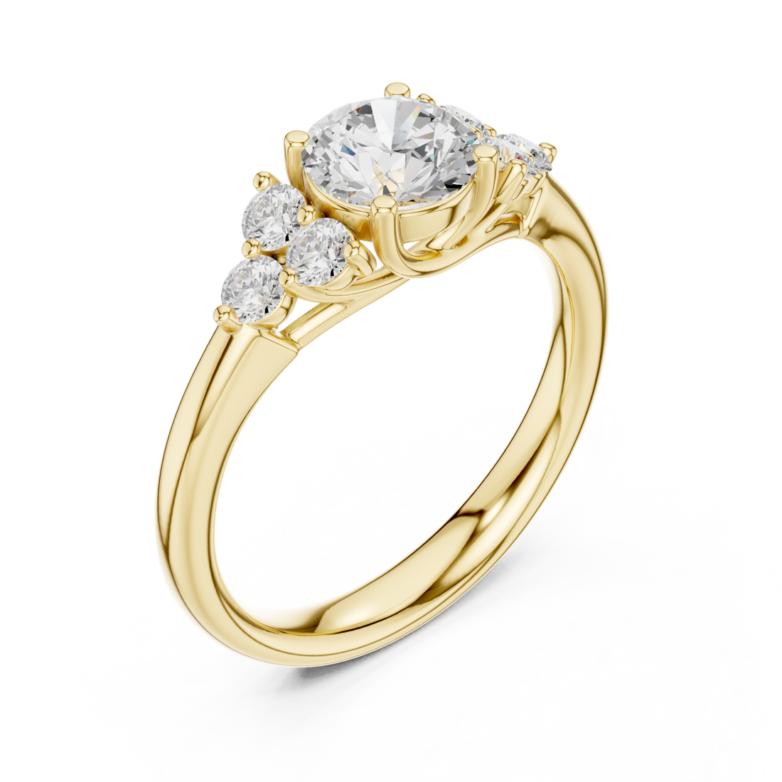 Gold Classic Trio Cluster Ring Right View