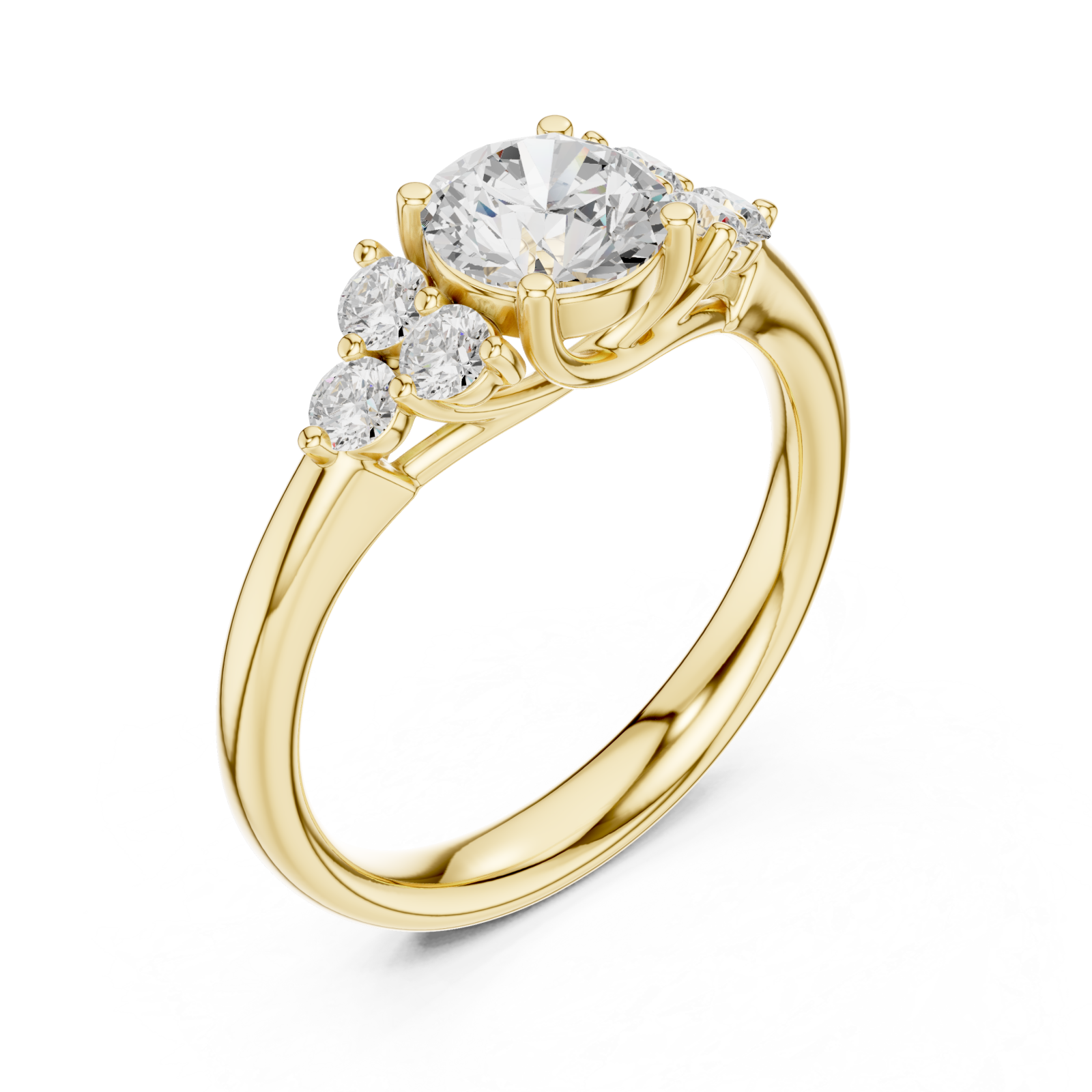 Gold Classic Trio Cluster Ring Right View