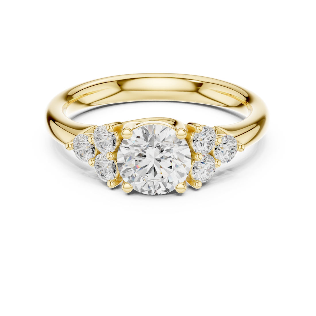 Gold Classic Trio Cluster Ring Right View