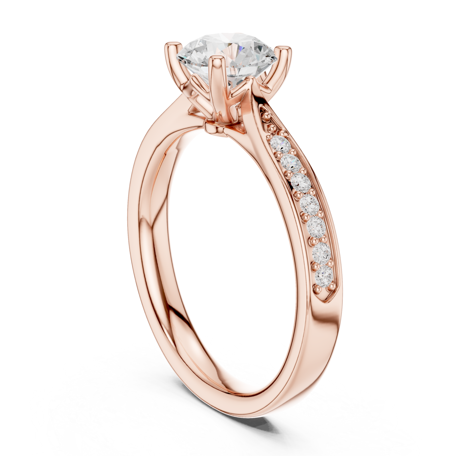  Rose Gold Luminous Whisper Solitaire Ring Left View