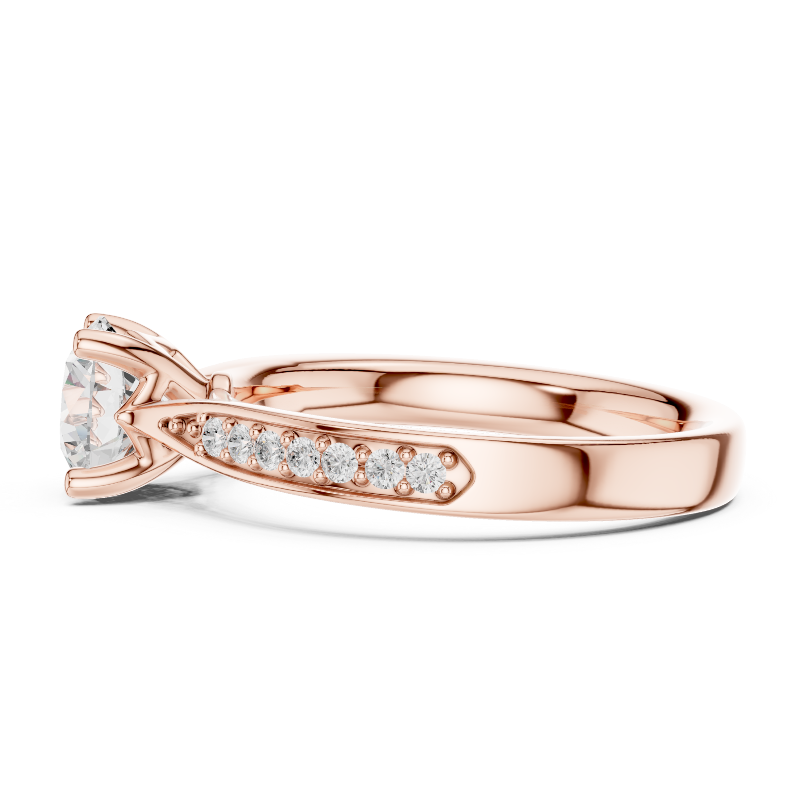  Rose Gold Luminous Whisper Solitaire Ring Side View