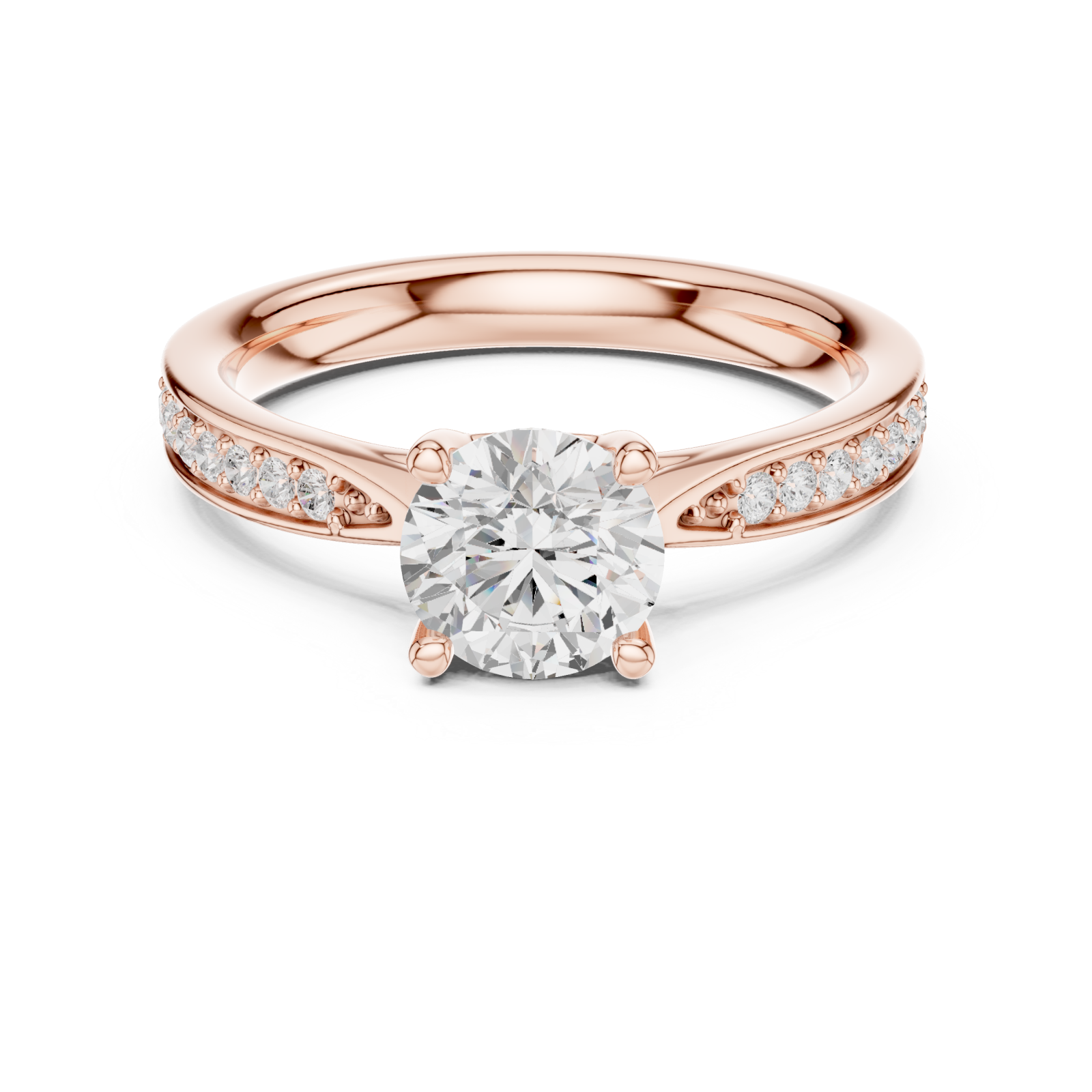  Rose Gold Luminous Whisper Solitaire Ring Front View