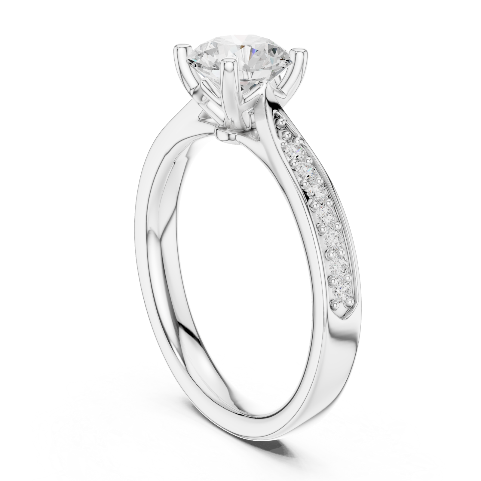  White Gold Luminous Whisper Solitaire Ring Left View