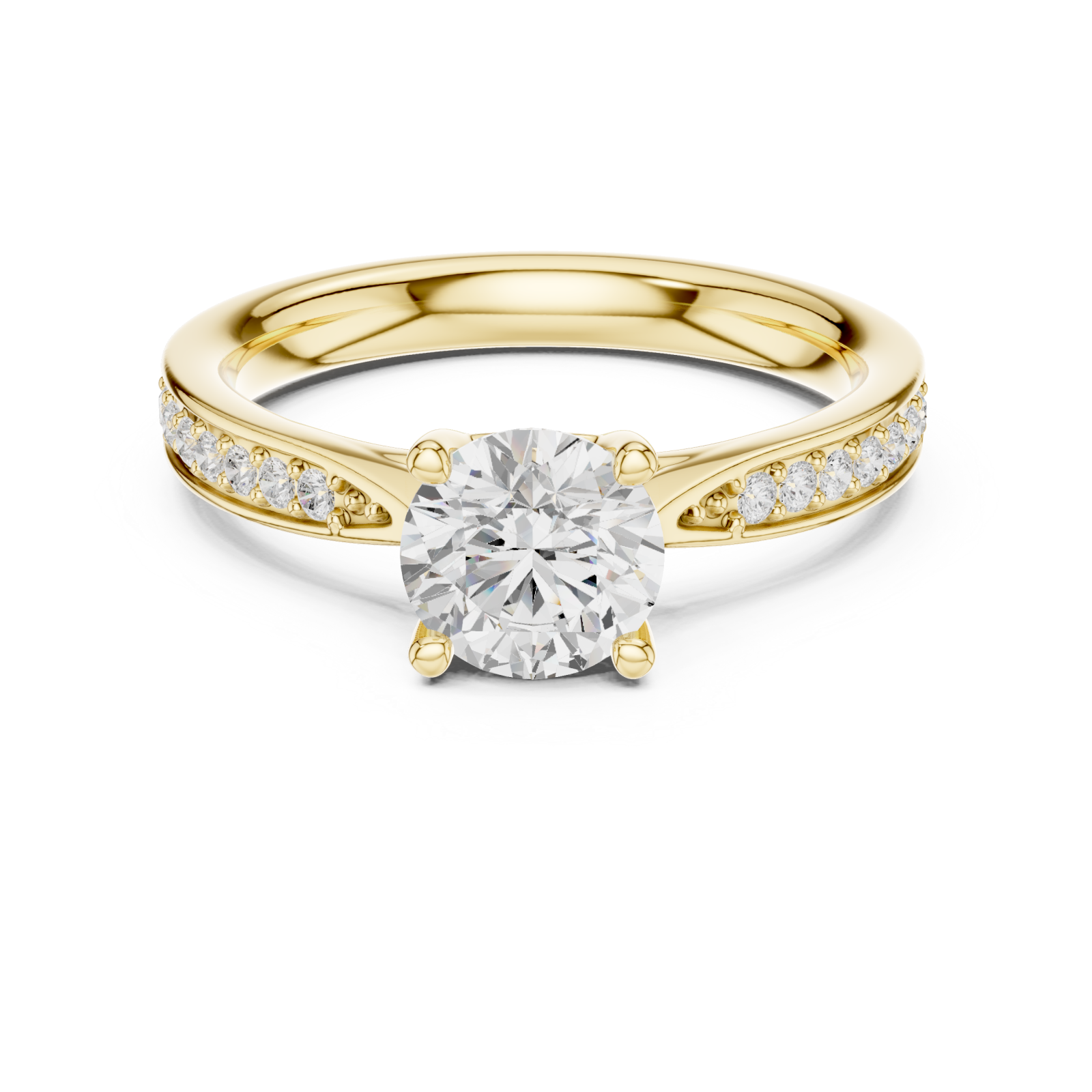  Gold Luminous Whisper Solitaire Ring Front View