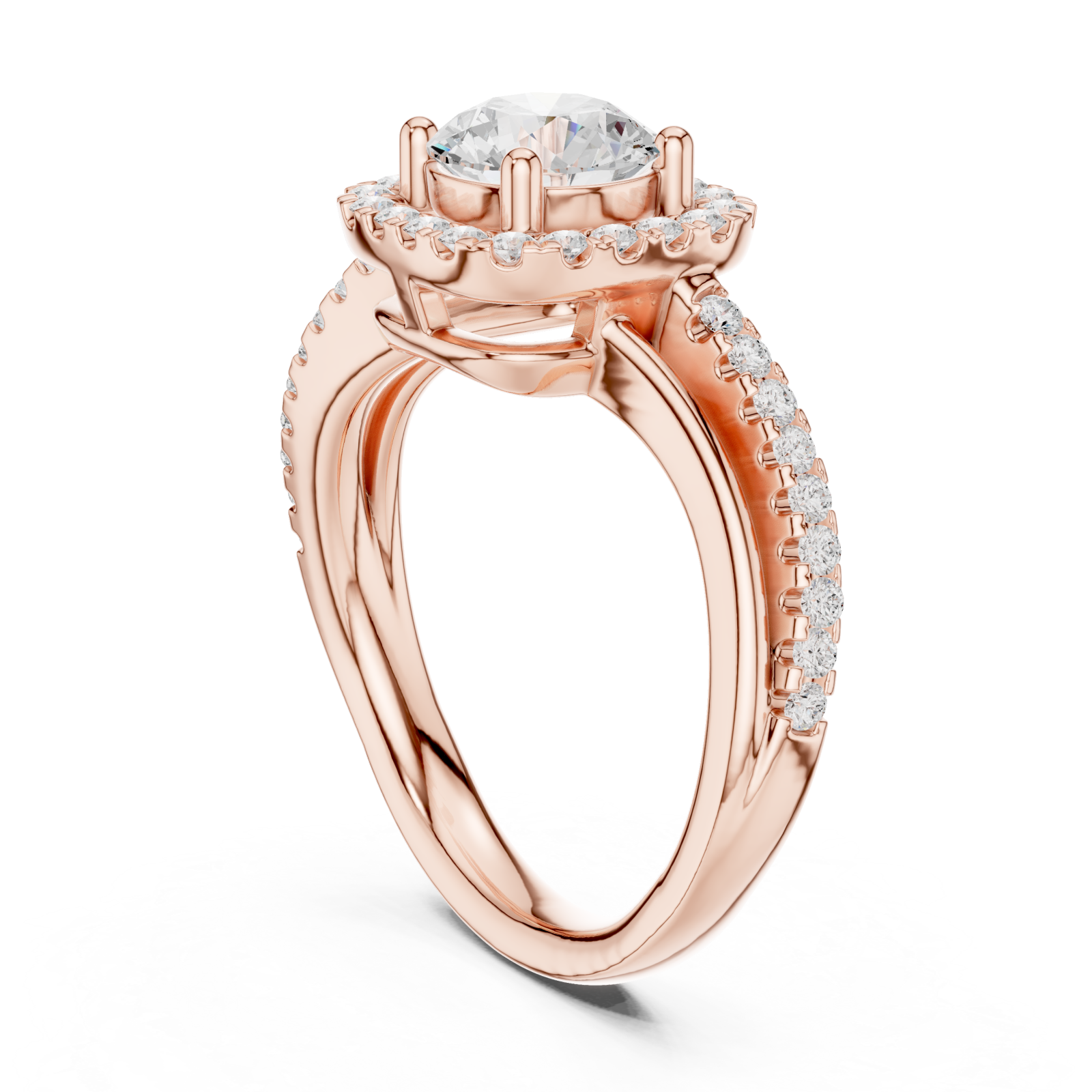  Rose Gold Valoria Petite Halo Ring Left View