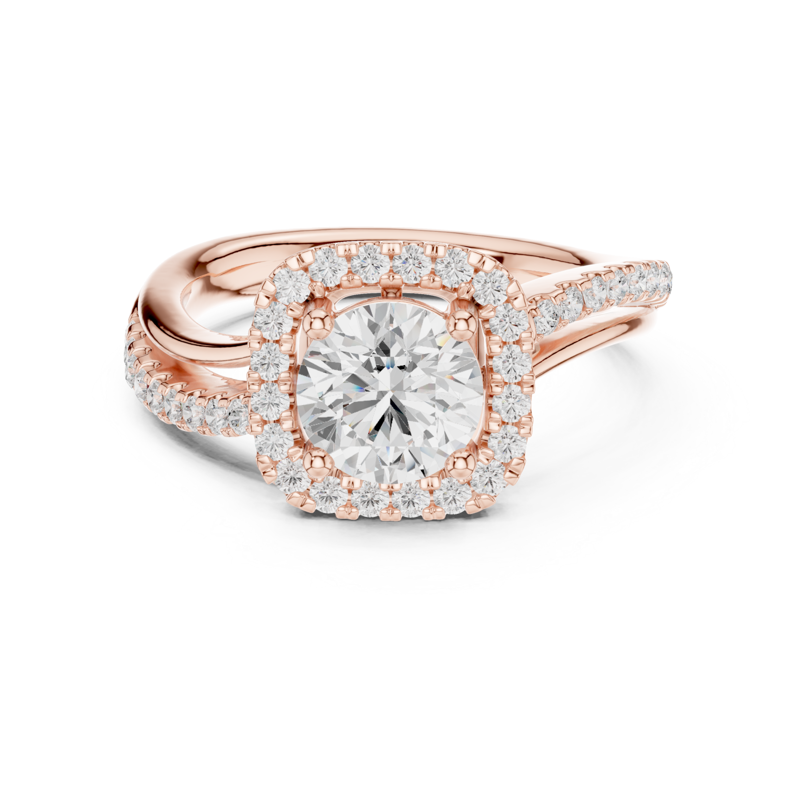  Rose Gold Valoria Petite Halo Ring Front View