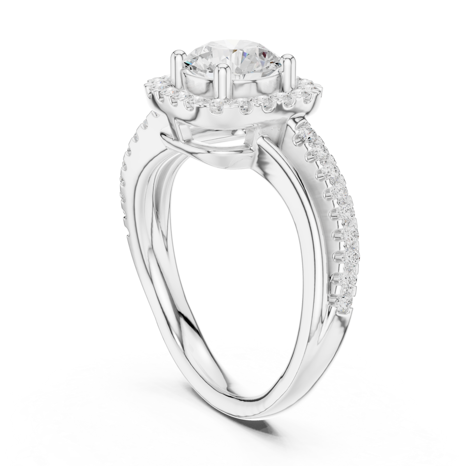  White Gold Valoria Petite Halo Ring Left View