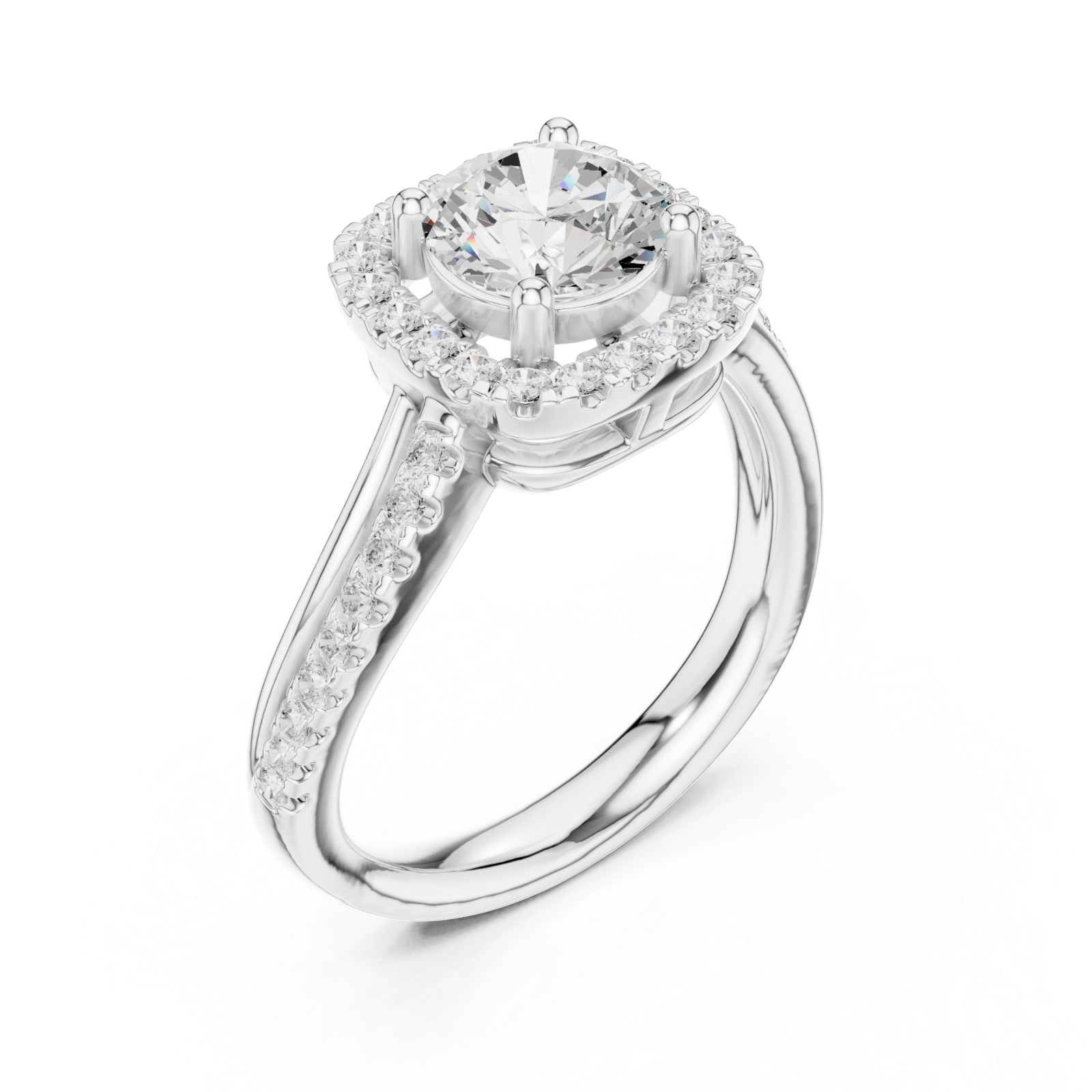  White Gold Valoria Petite Halo Ring Right View