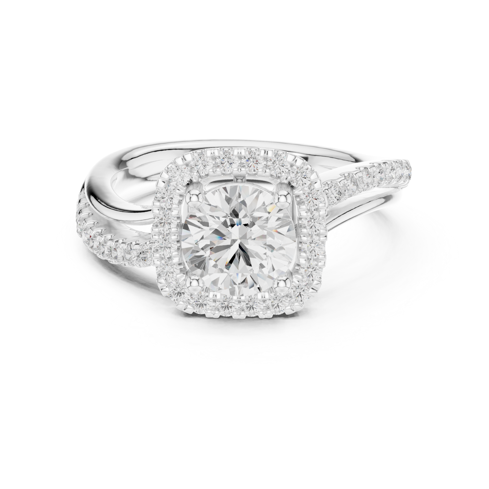  White Gold Valoria Petite Halo Ring Front View