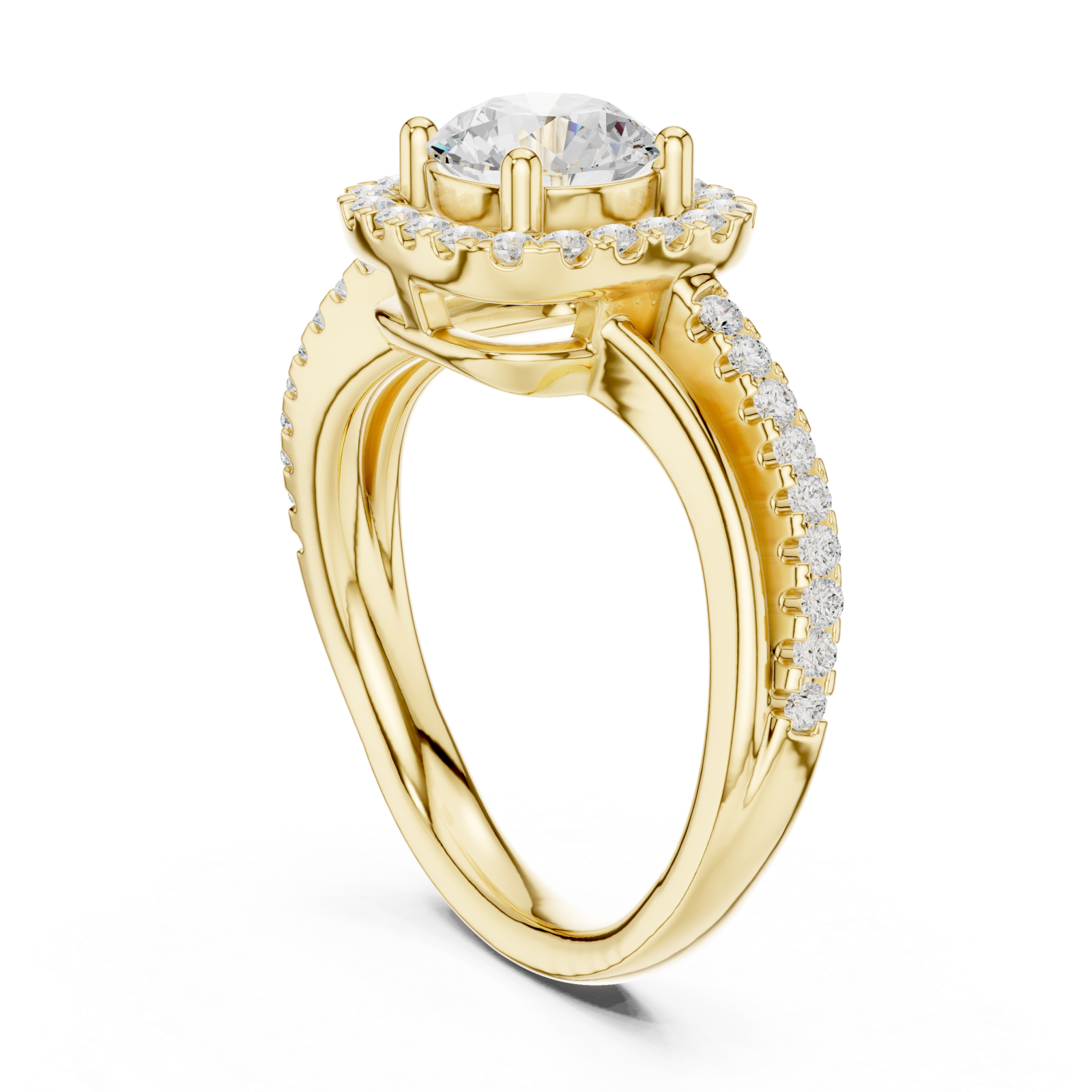  Gold Valoria Petite Halo Ring Left View