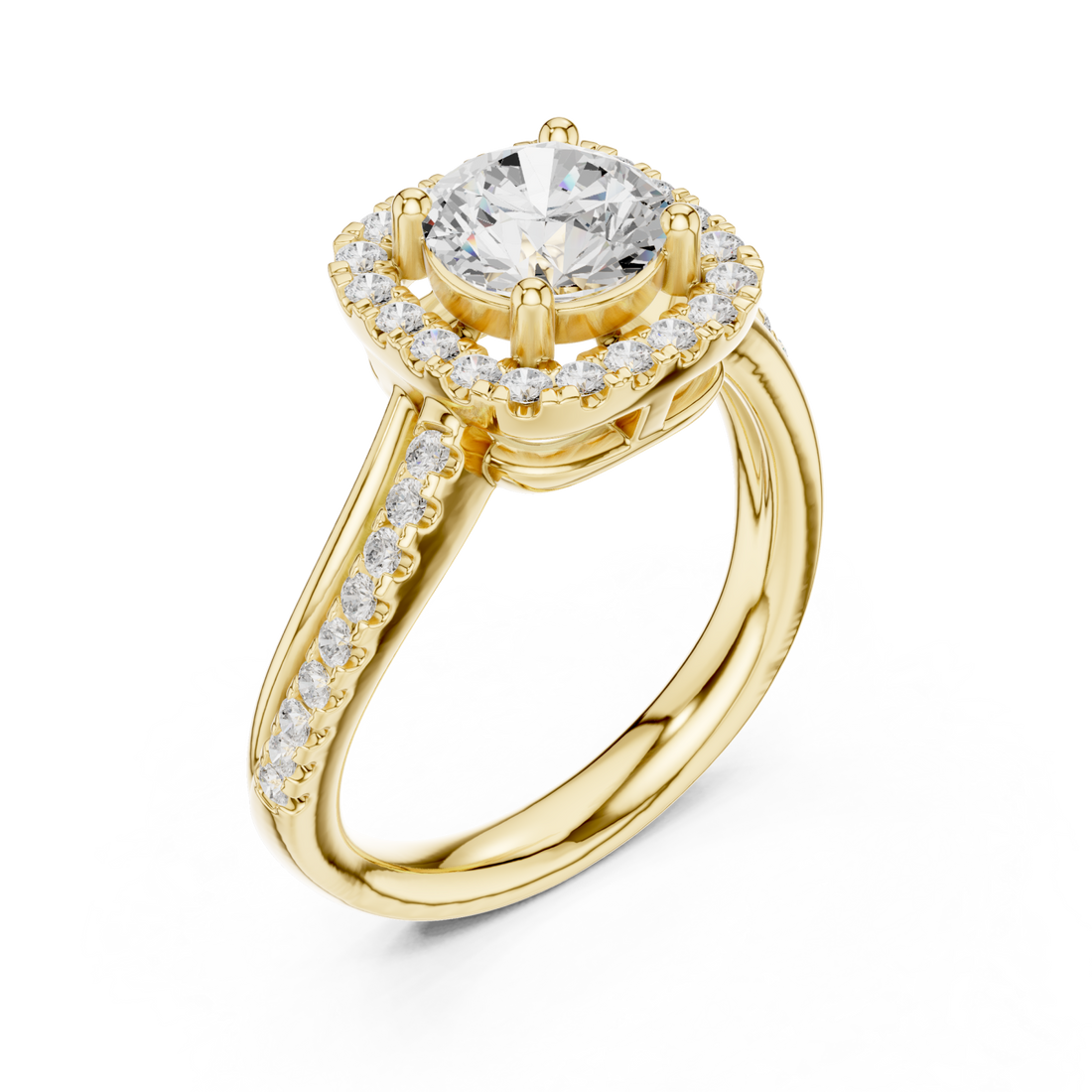Gold Valoria Petite Halo Ring Right View
