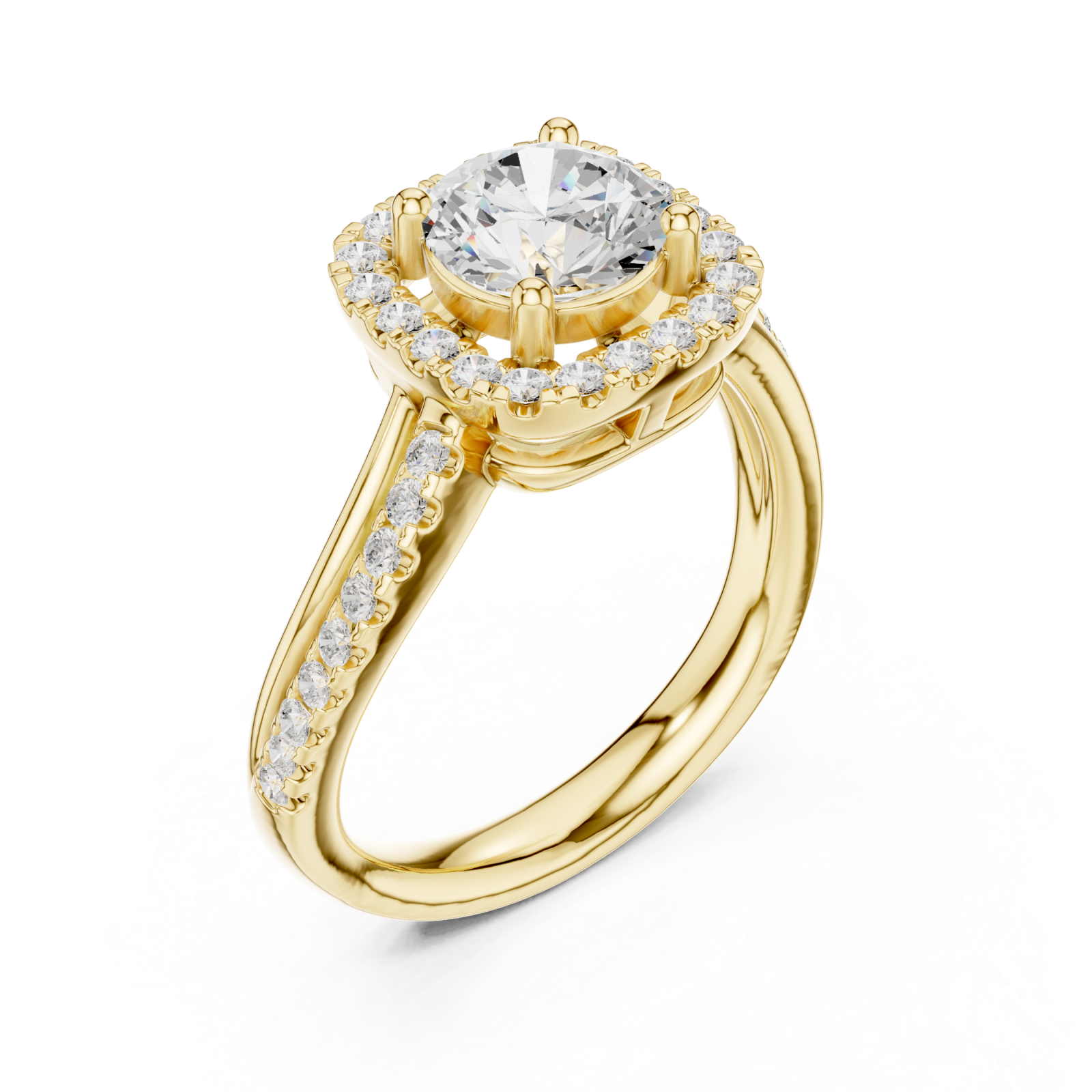 Gold Valoria Petite Halo Ring Right View