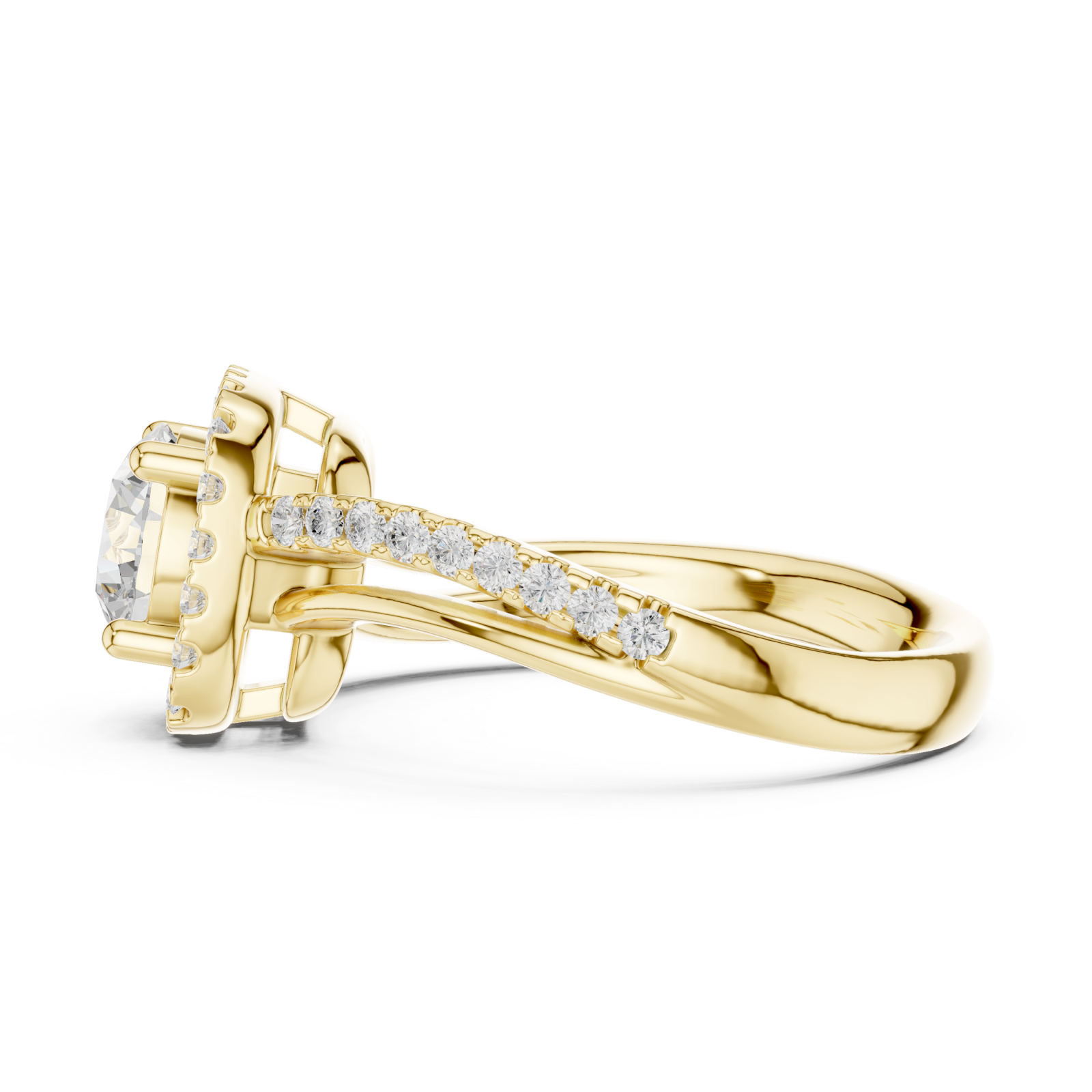  Gold Valoria Petite Halo Ring Side View