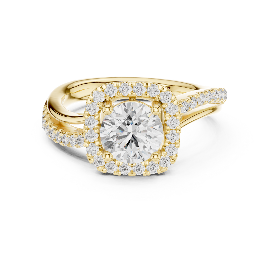 Gold Valoria Petite Halo Ring Right View
