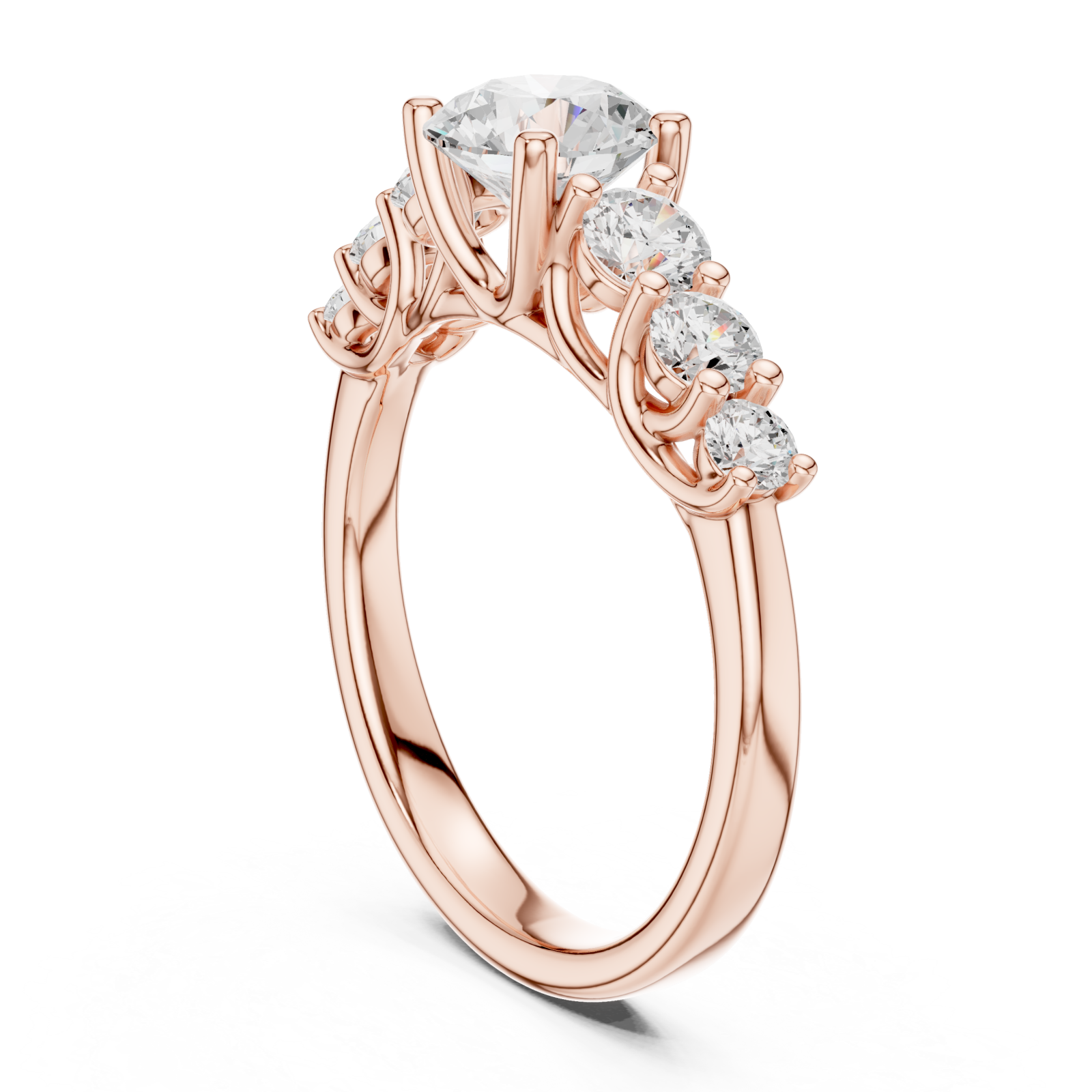  Rose Gold Radiant Cluster Harmony Ring Left View