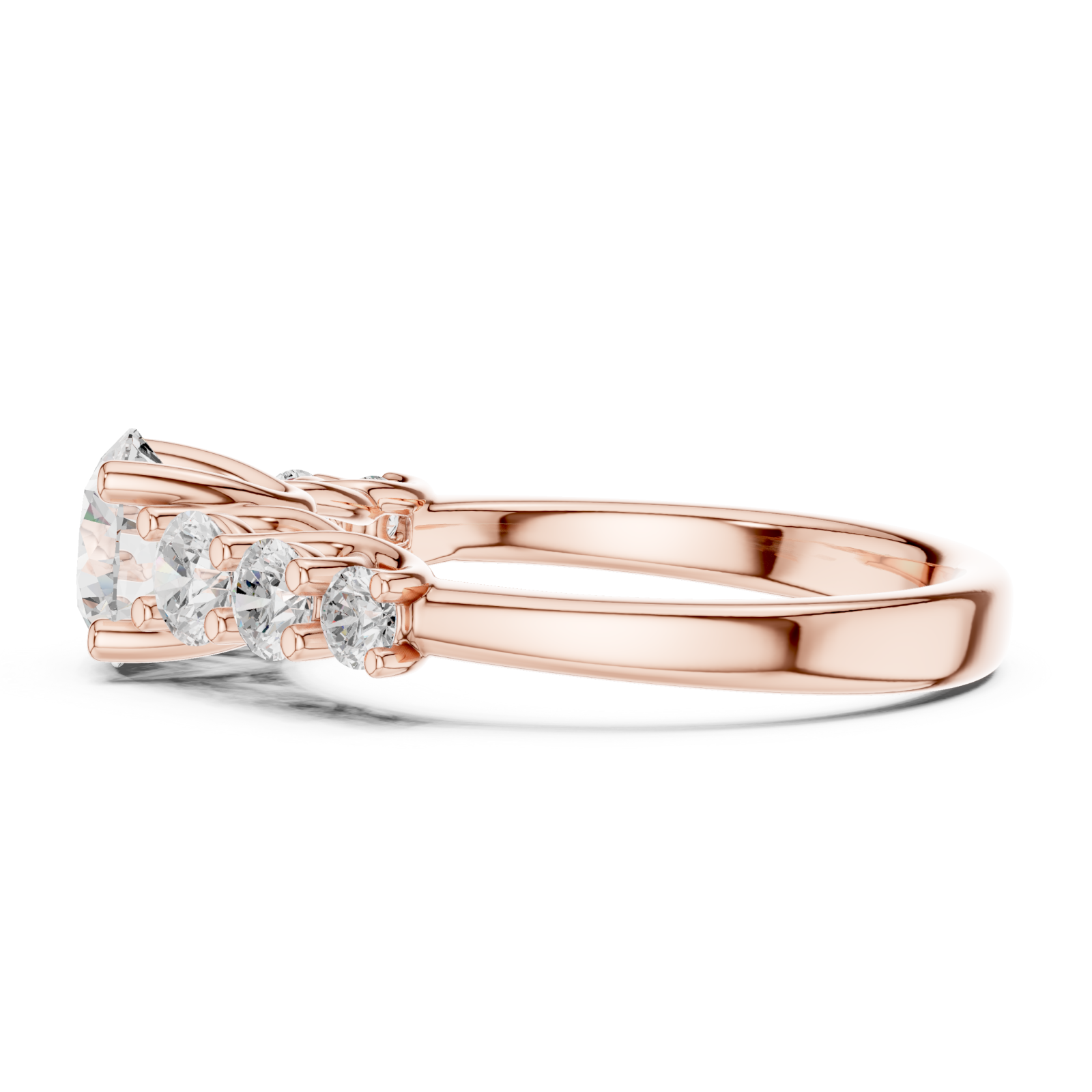  Rose Gold Radiant Cluster Harmony Ring Side View