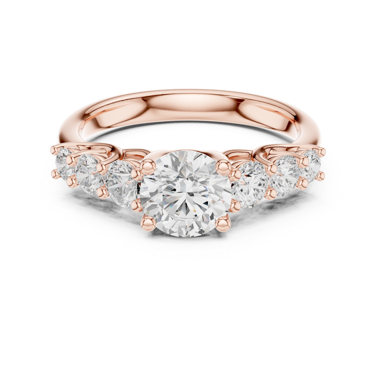  Rose Gold Radiant Cluster Harmony Ring Front View