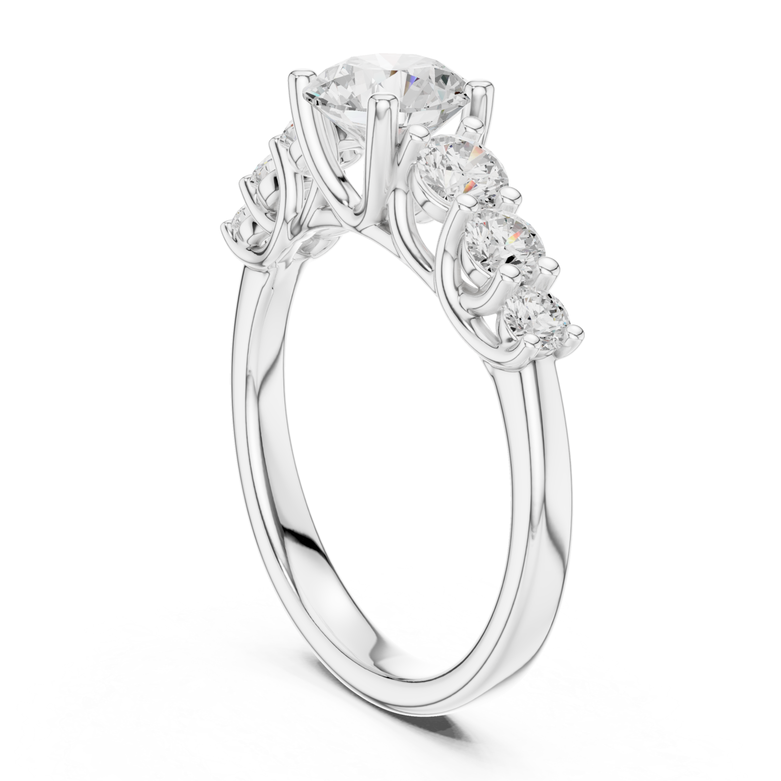  White Gold Radiant Cluster Harmony Ring Left View