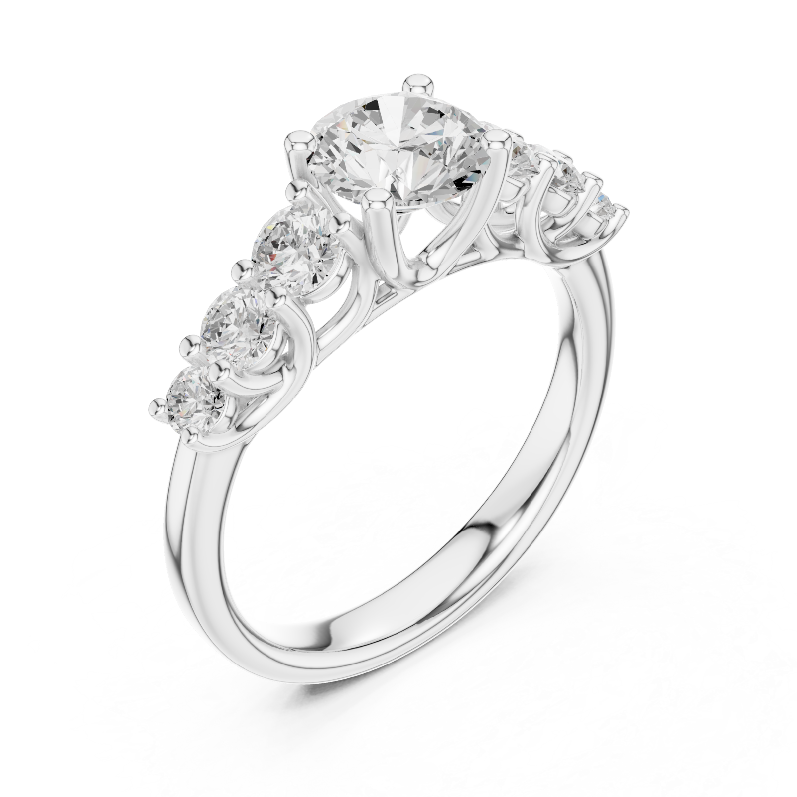  White Gold Radiant Cluster Harmony Ring Right View