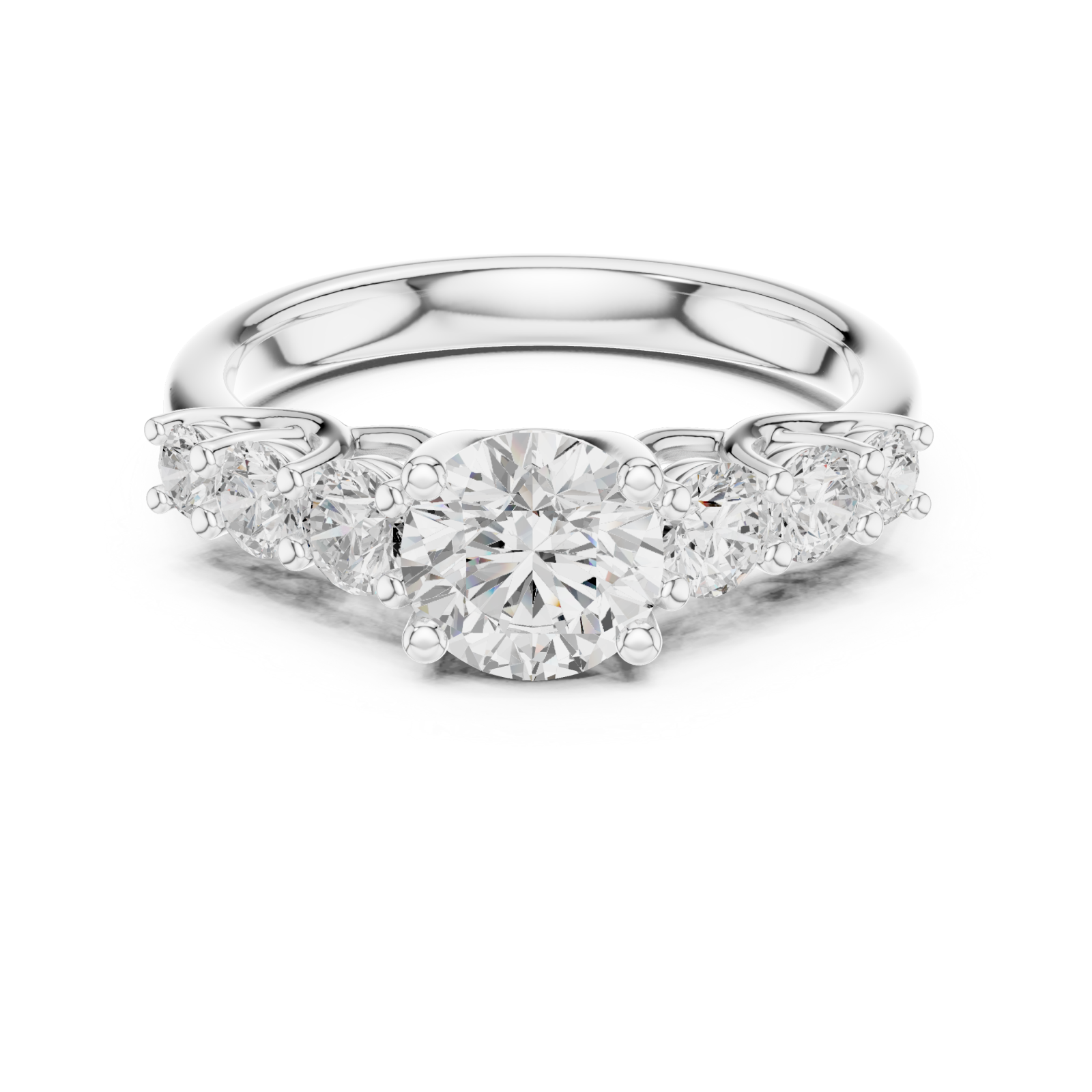  White Gold Radiant Cluster Harmony Ring Front View