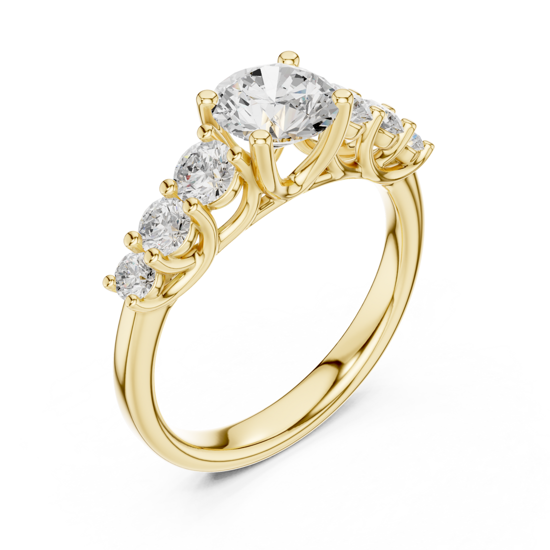 Gold Radiant Cluster Harmony Ring Right View