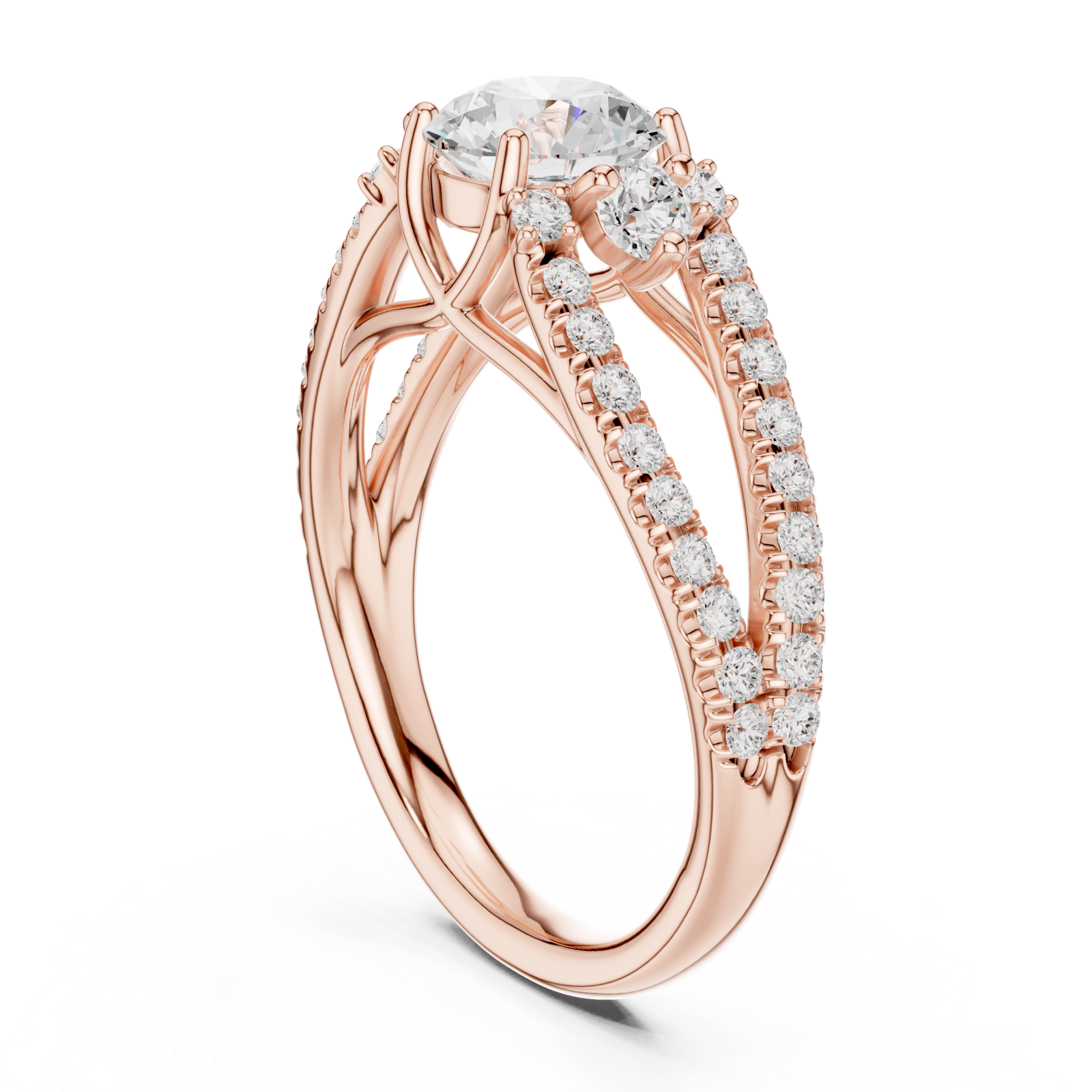  Rose Gold Lumina Crest Band Ring Left View