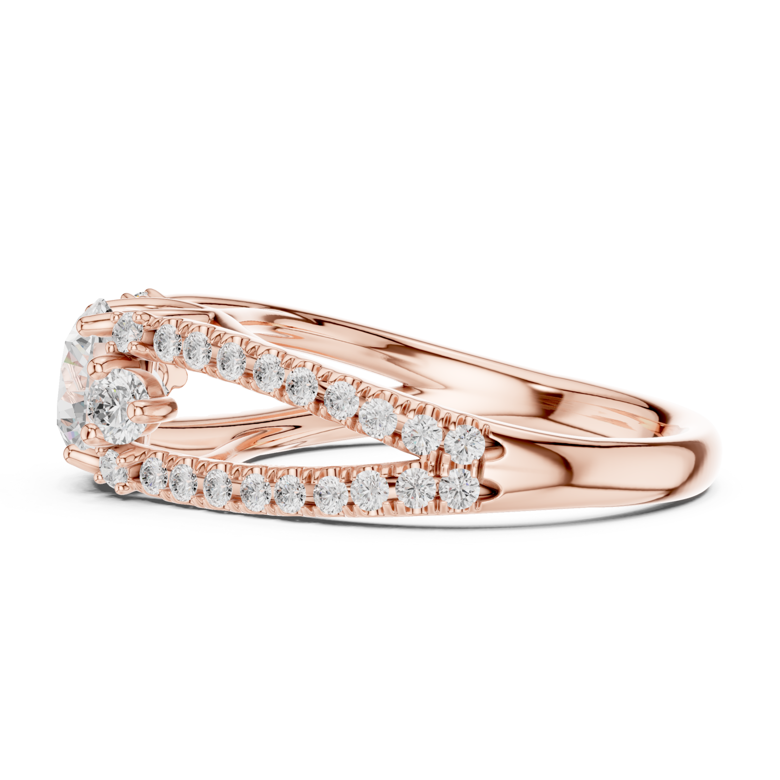  Rose Gold Lumina Crest Band Ring Side View