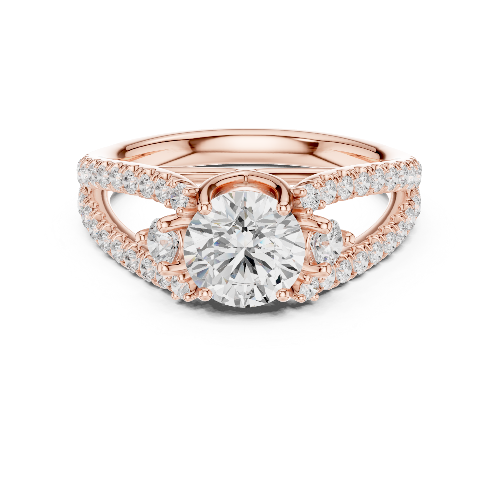  Rose Gold Lumina Crest Band Ring Front View