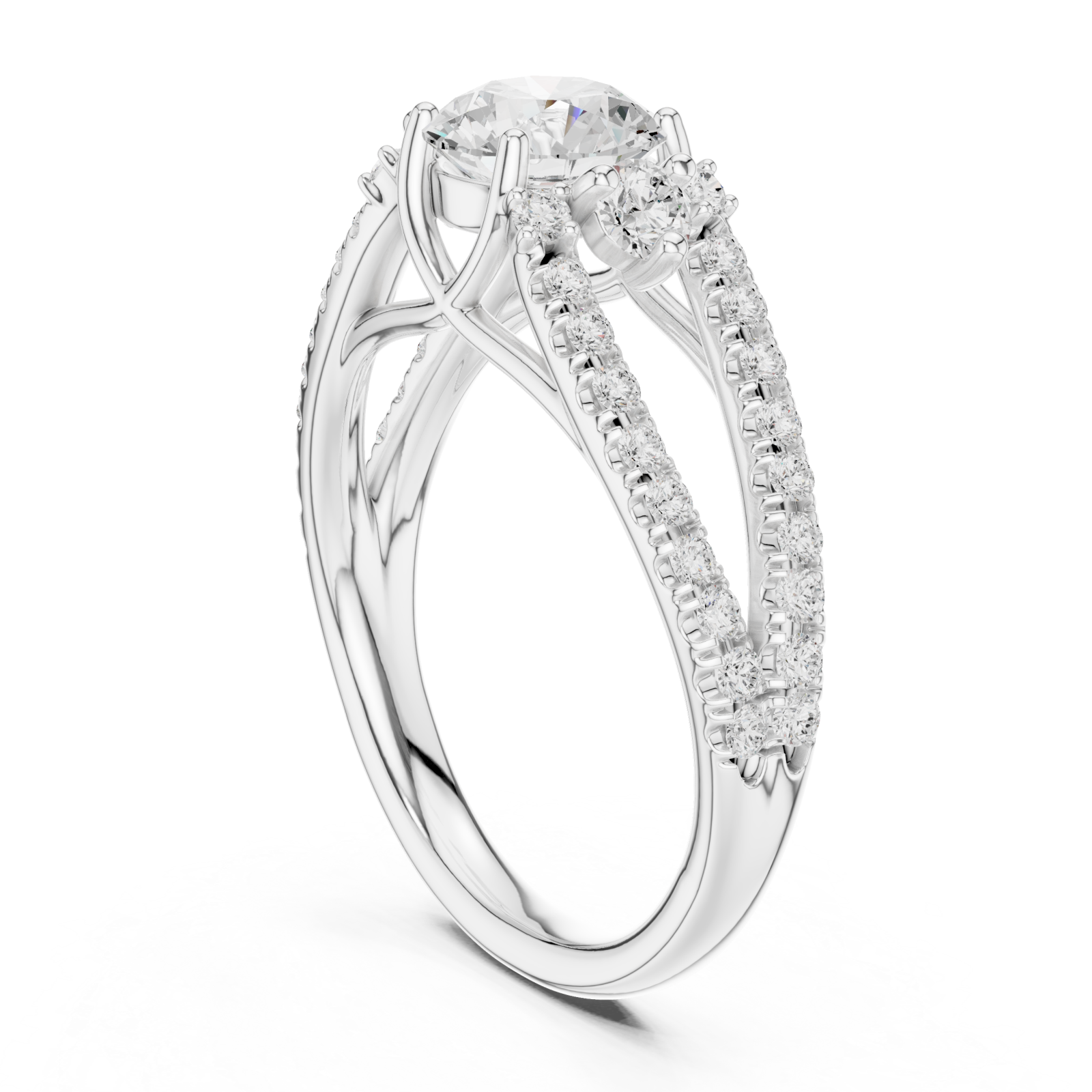  White Gold Lumina Crest Band Ring Left View